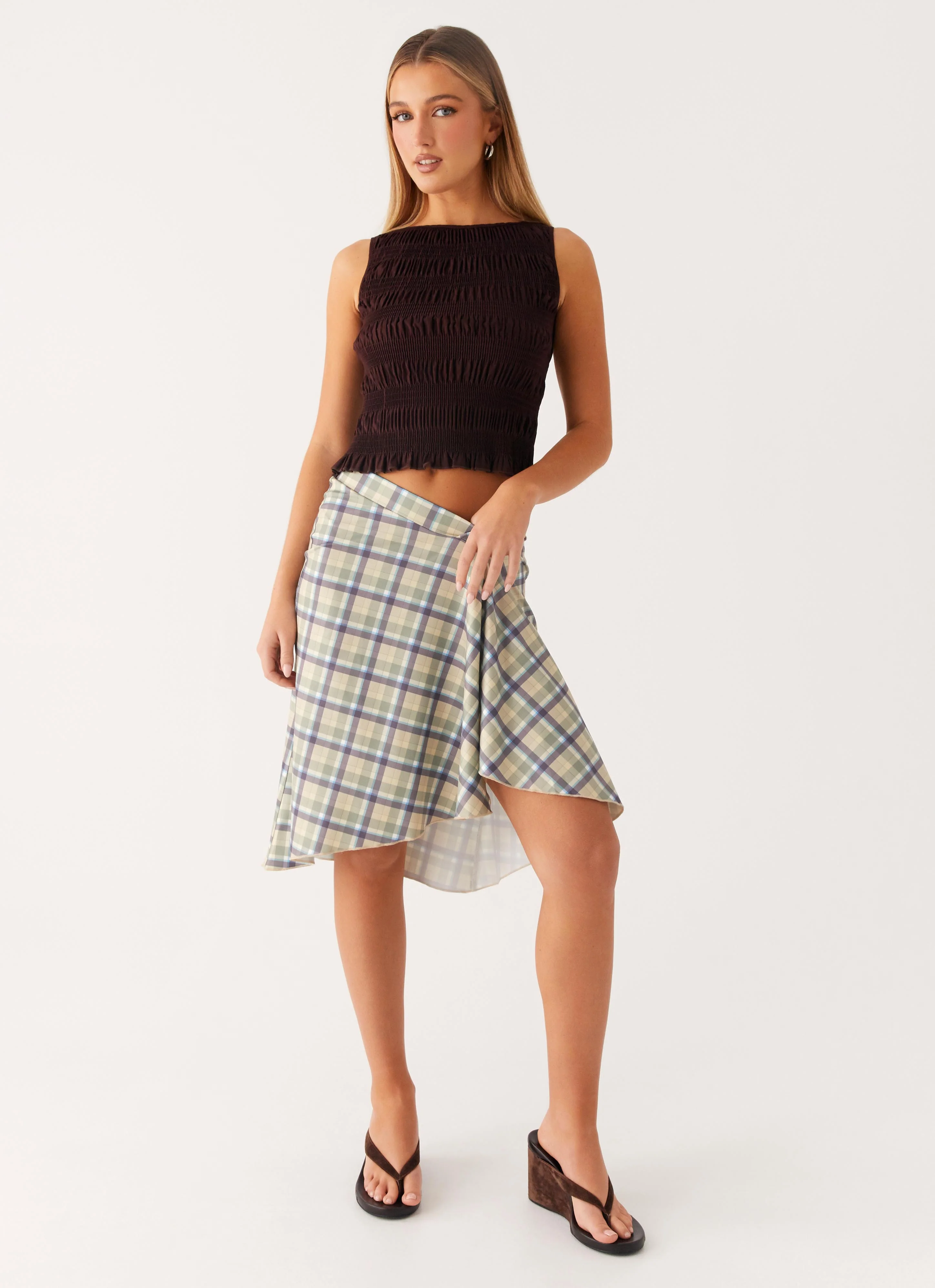 Shes A Lady Midi Skirt - Cedar Check - Image 2