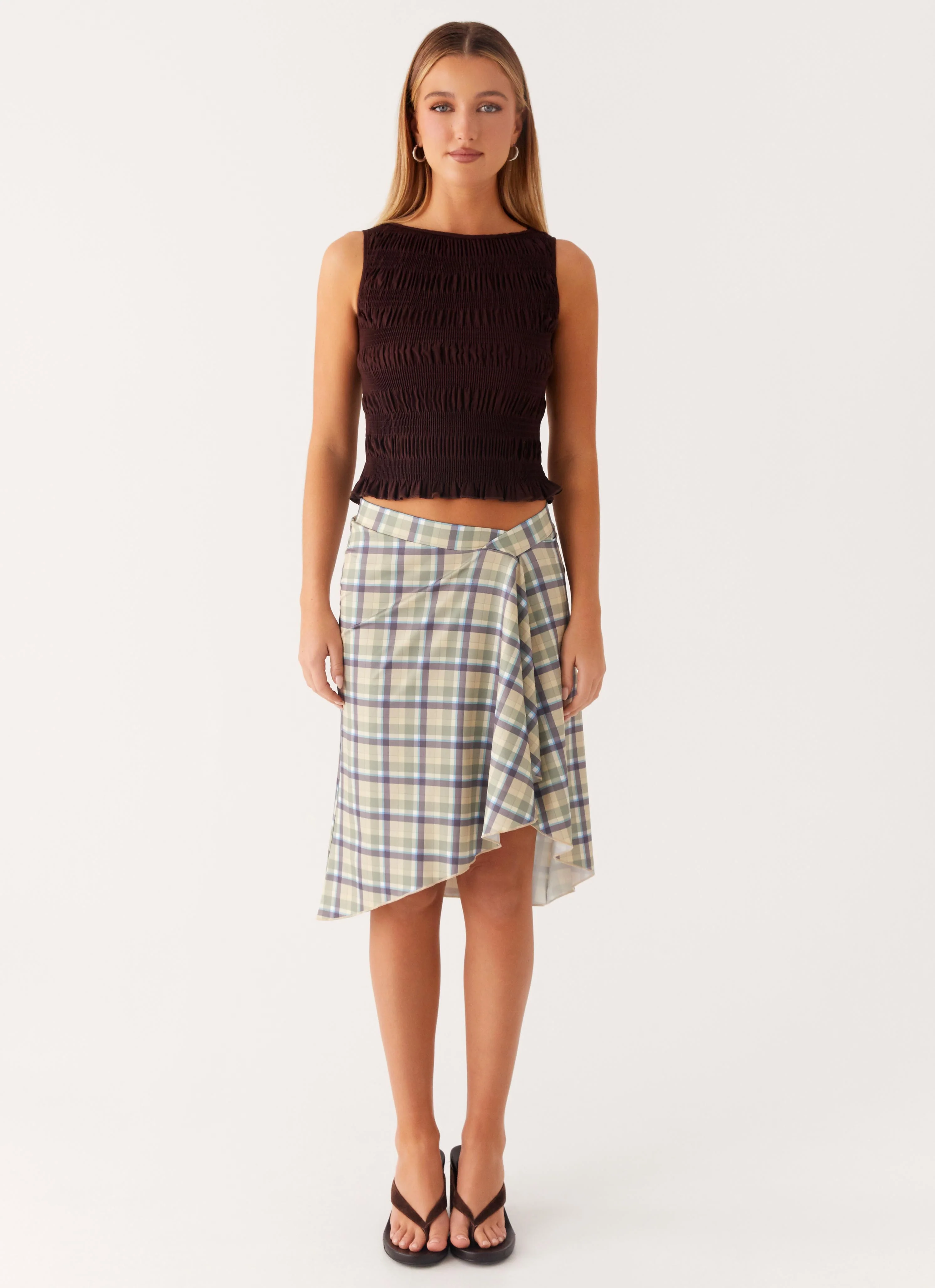 Shes A Lady Midi Skirt - Cedar Check - Image 5