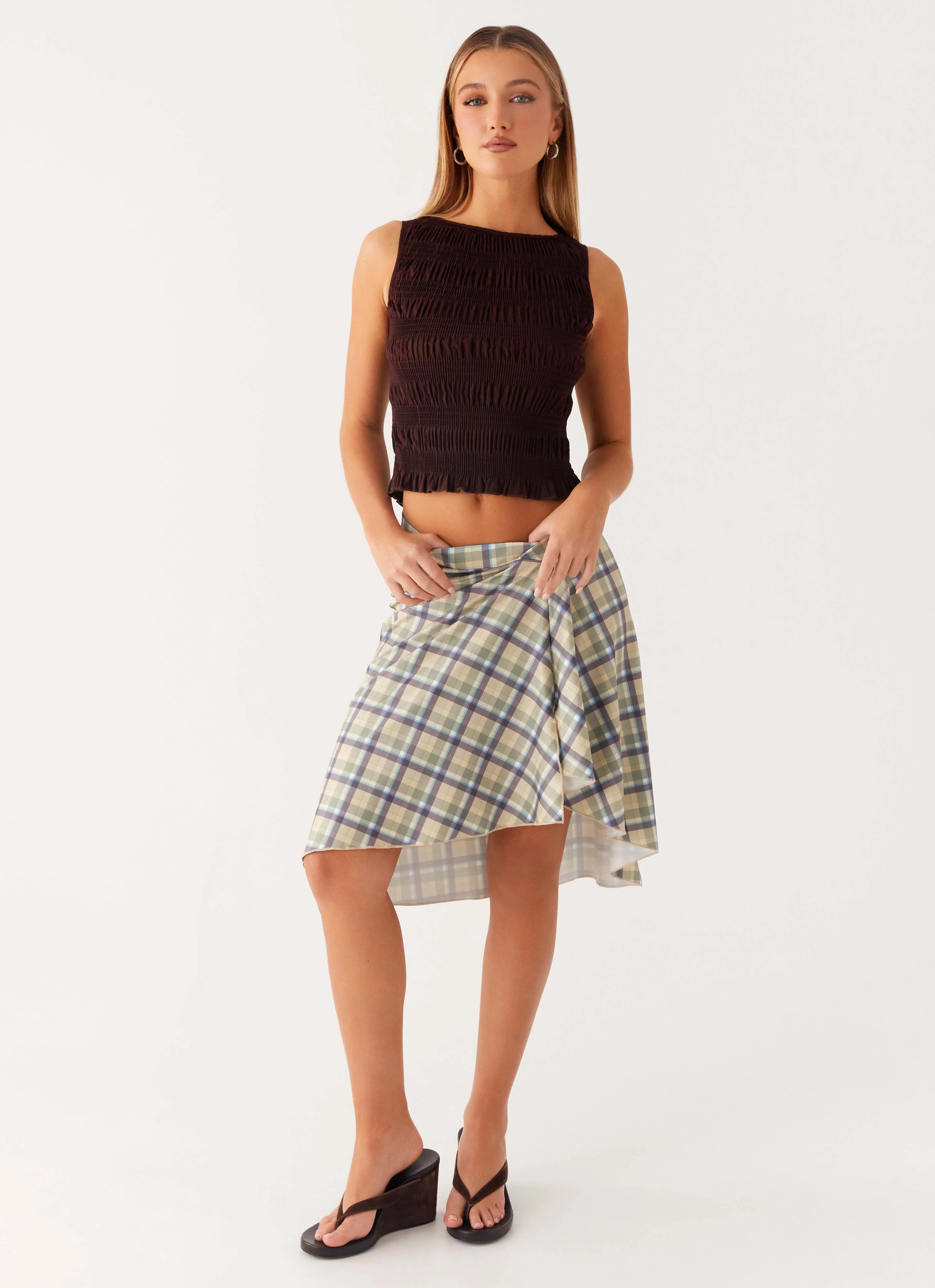 Shes A Lady Midi Skirt - Cedar Check - Image 6