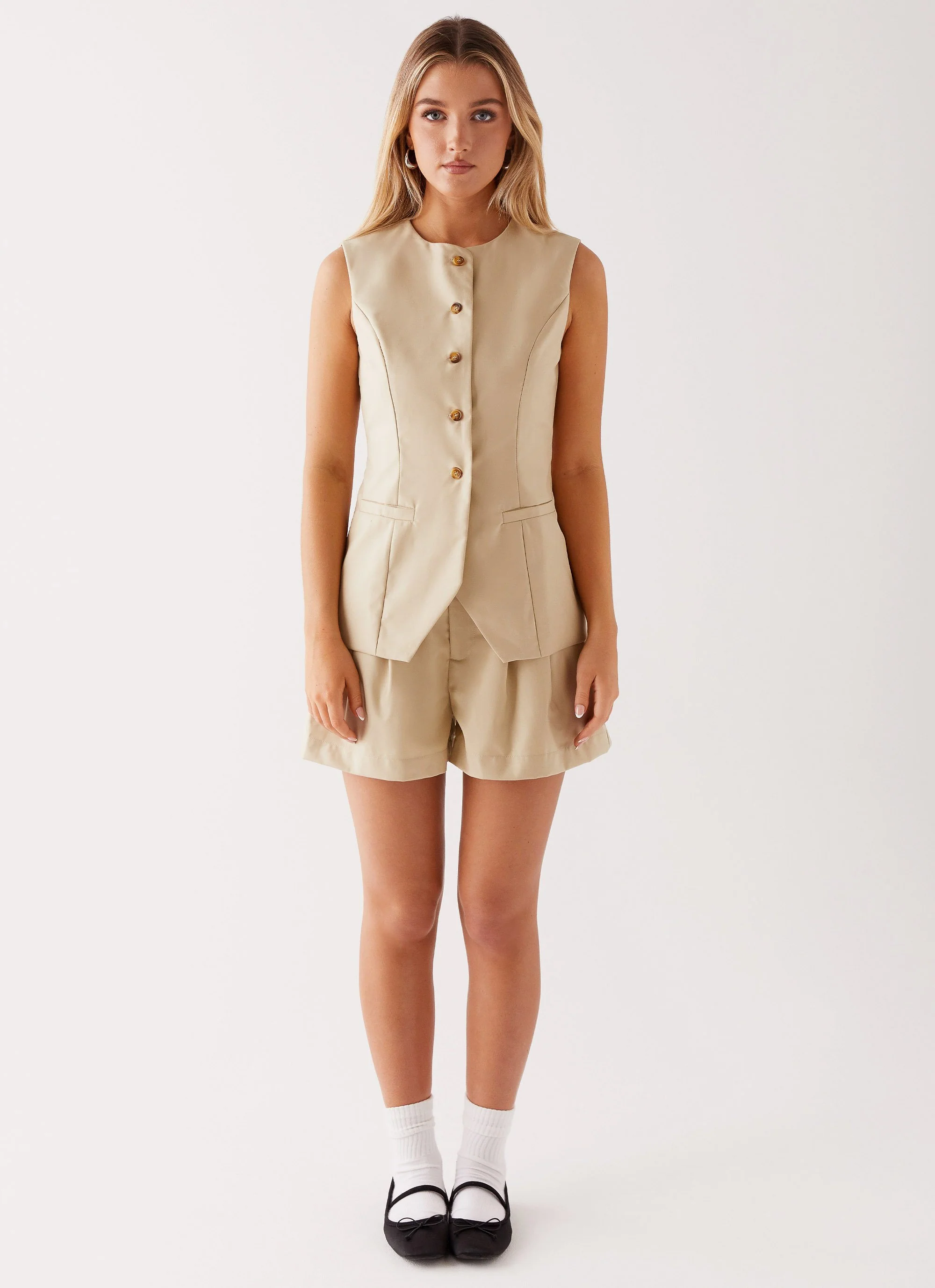 Siena Style Tailored Shorts - Beige - Image 2