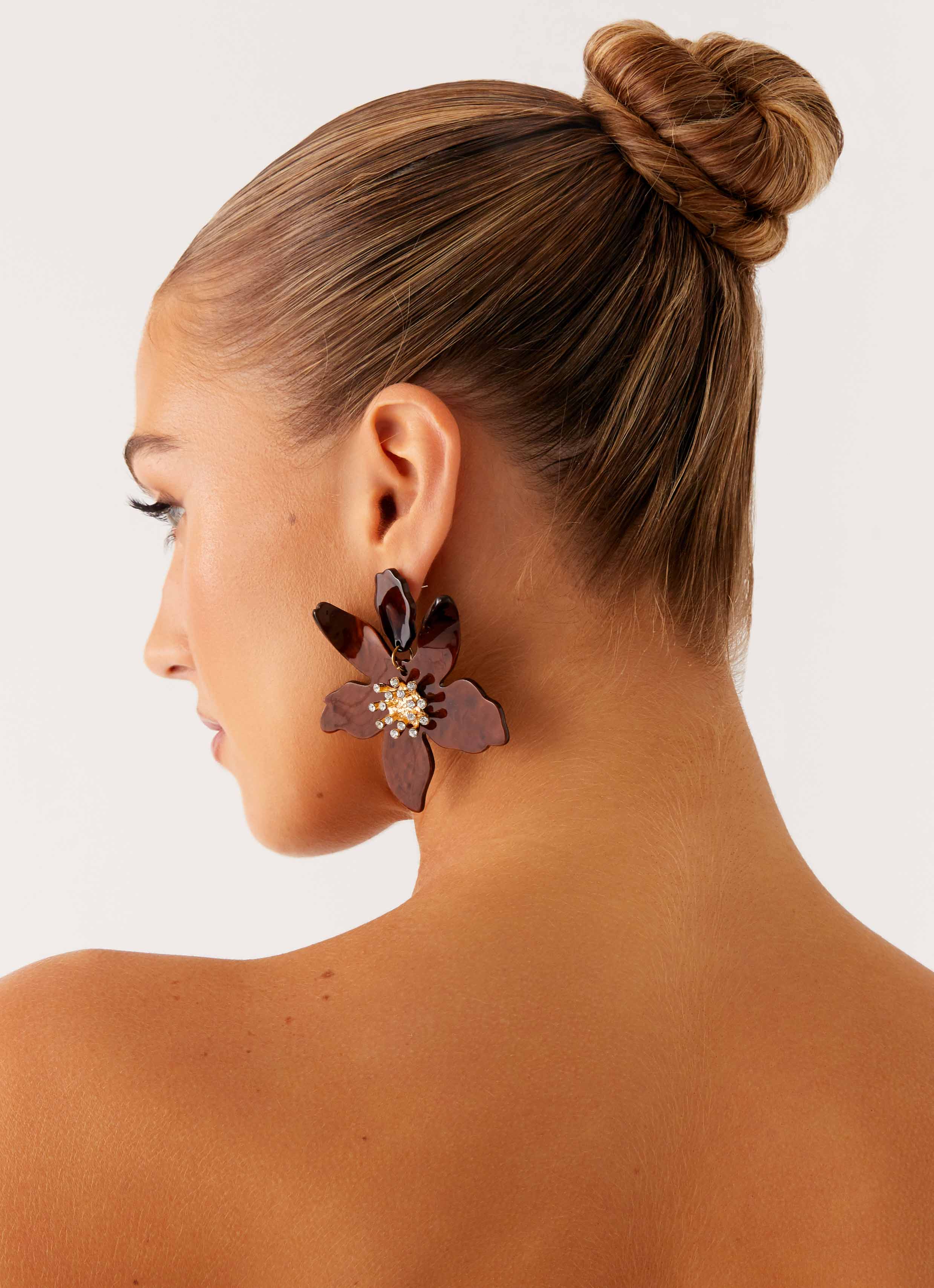 Siesta Flower Earrings - Brown - Image 3