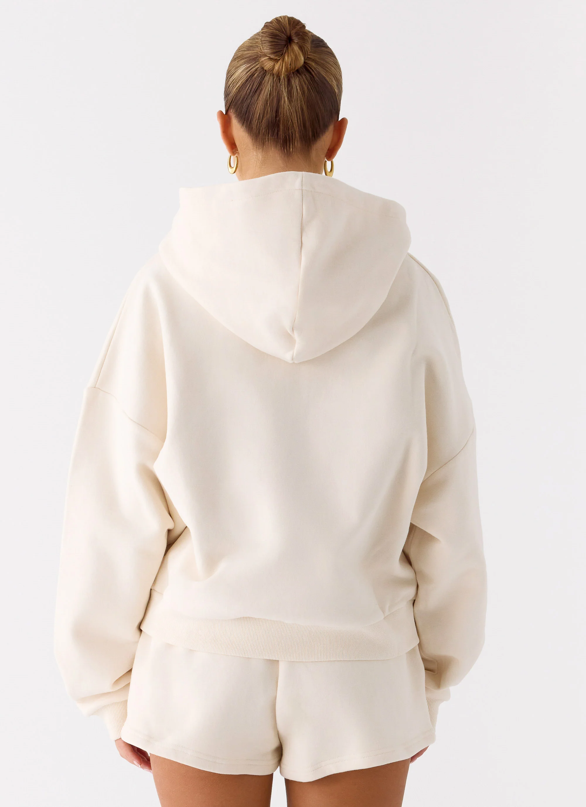 Signature Double Zip Up Hoodie - Cream - Image 4