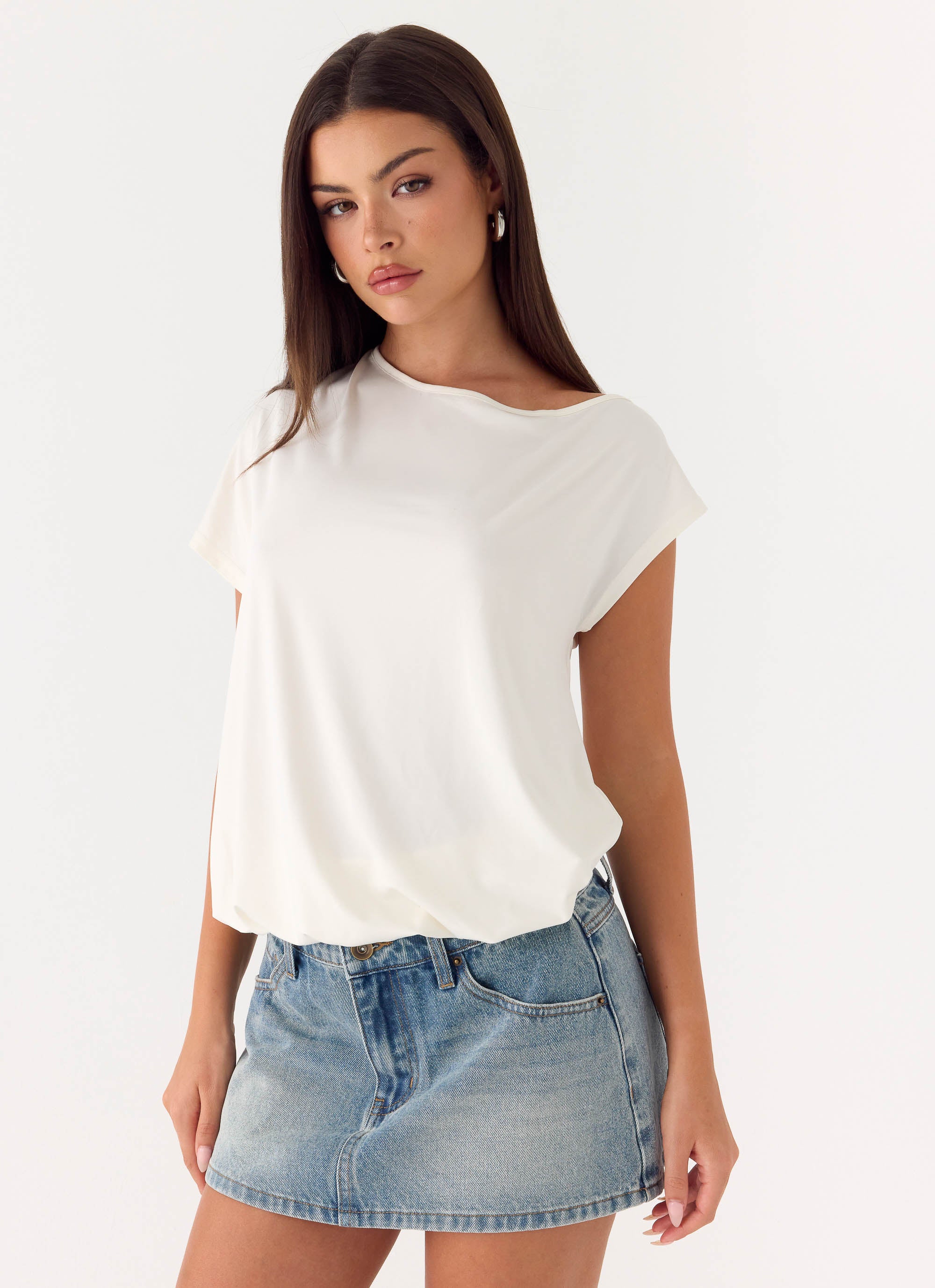 Silas Low Rise Denim Mini Skirt - Vintage Wash Blue - Image 3