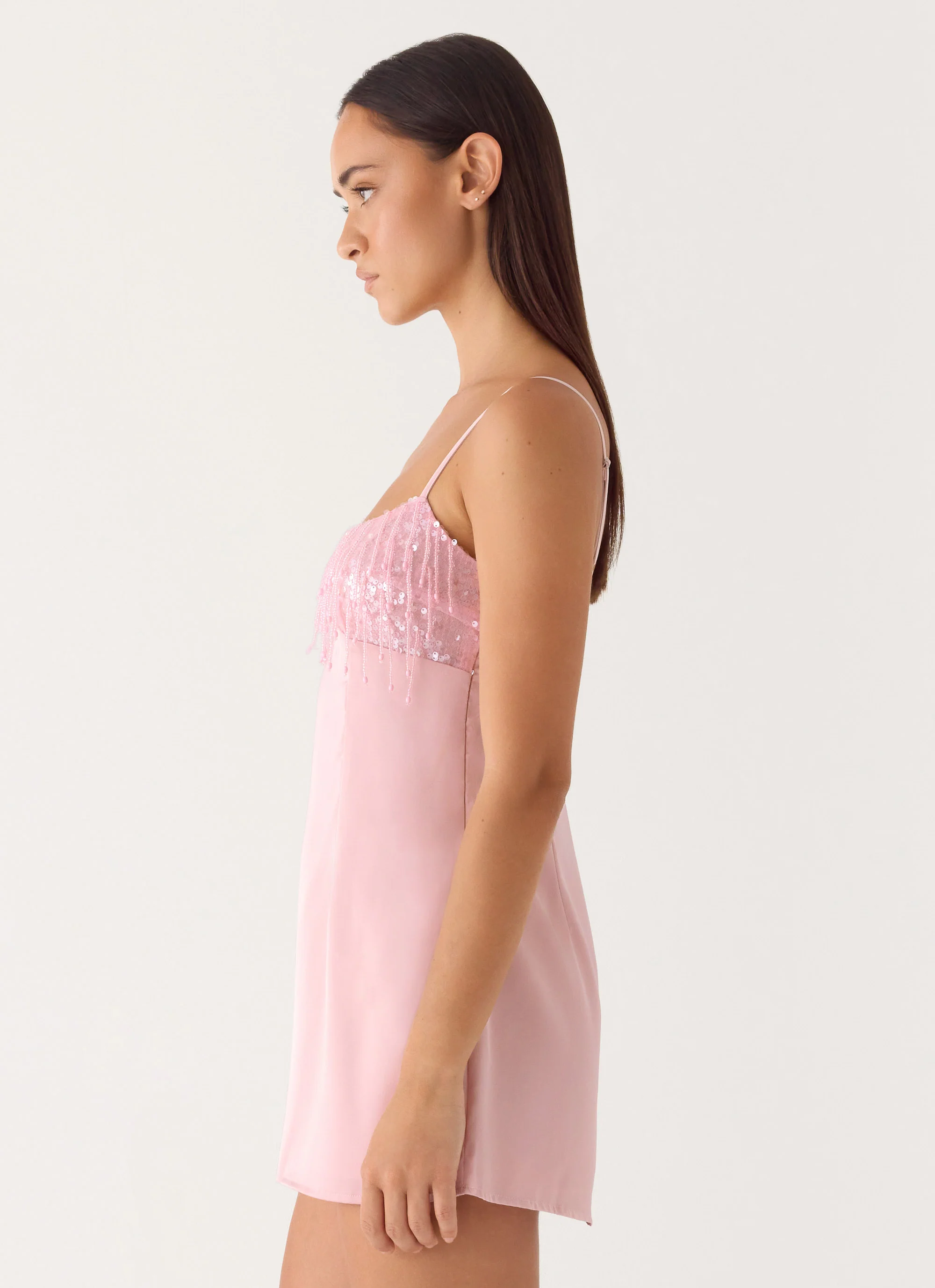 Siren Sequin Beaded Mini Dress - Pink - Image 4