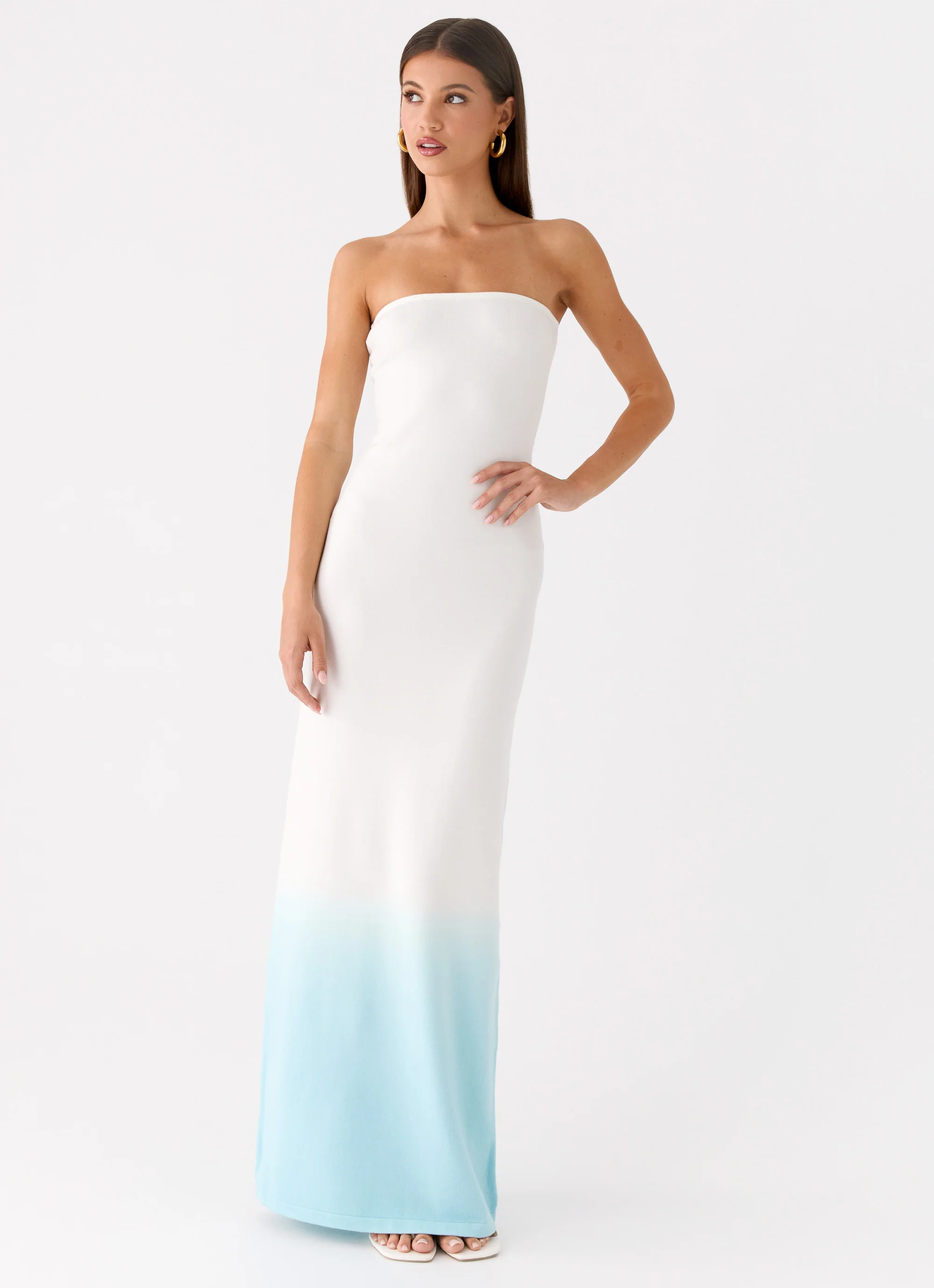 Soft Spoken Knit Maxi Dress - Blue Ombre - Image 5
