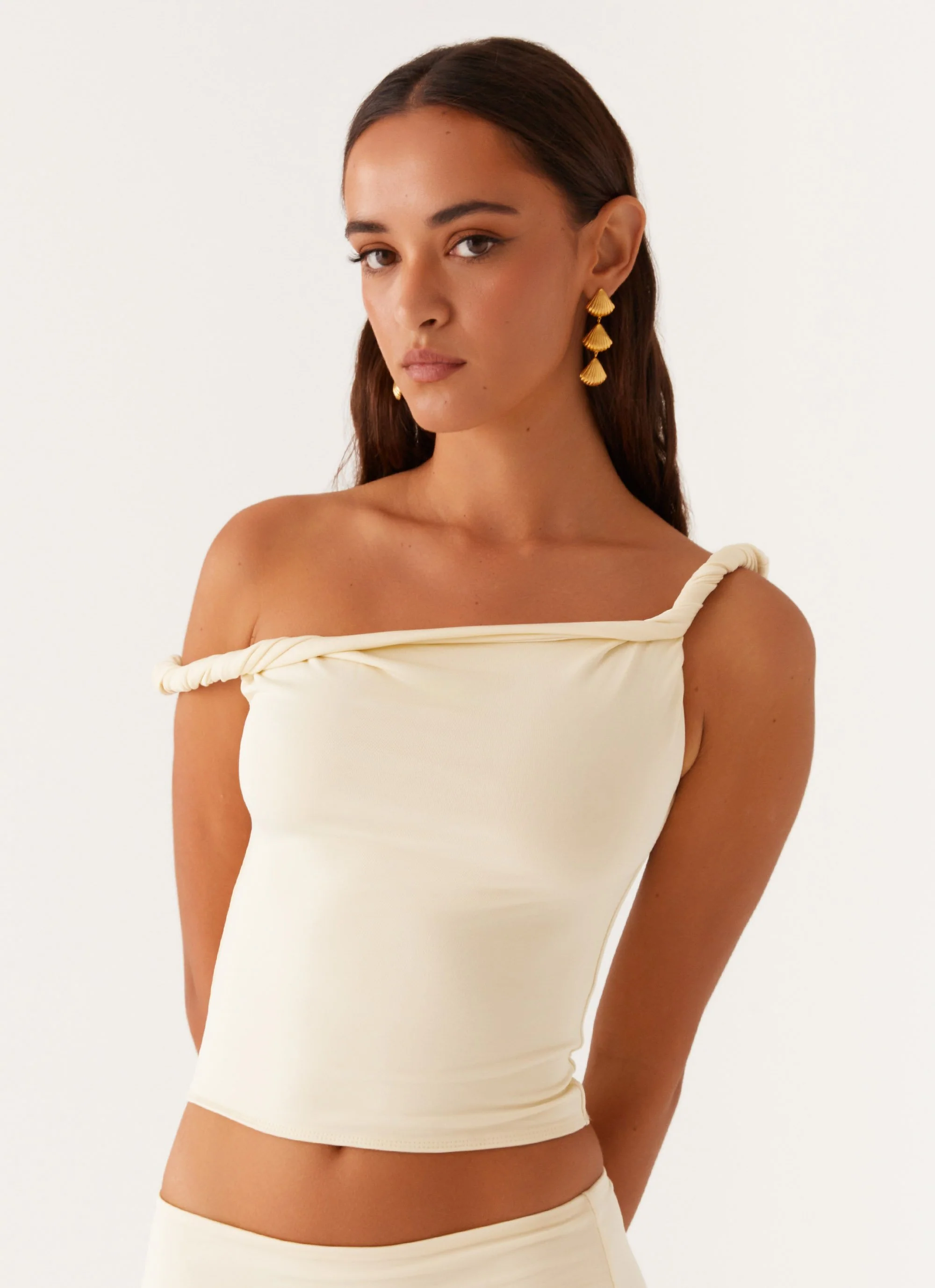 Solace Soul Twist Shoulder Top - Yellow - Image 6