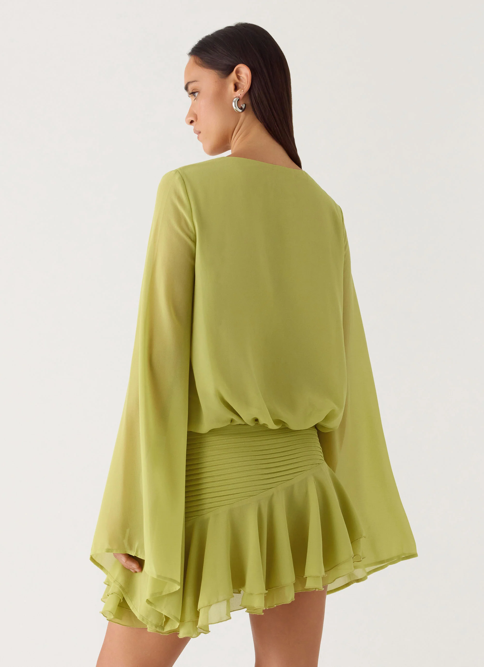Solo In Soho Mini Dress - Lime - Image 4
