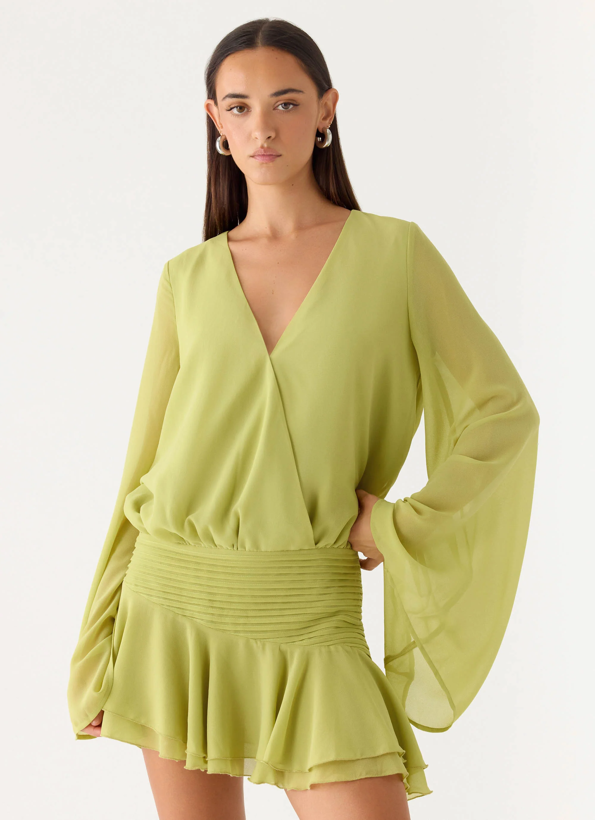 Solo In Soho Mini Dress - Lime - Image 6