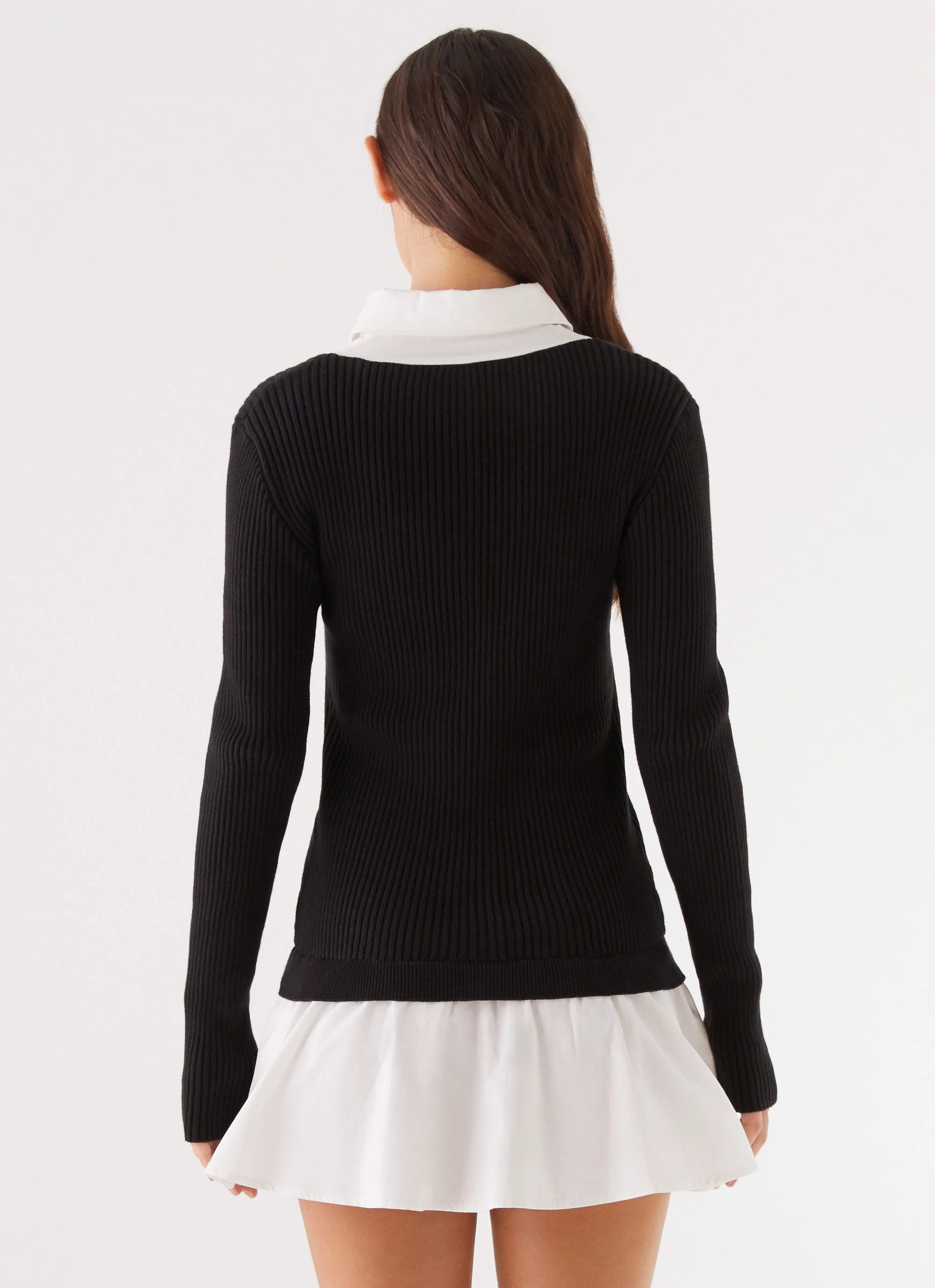 Somerville Knitted Shirt Dress - Black/White - Image 4