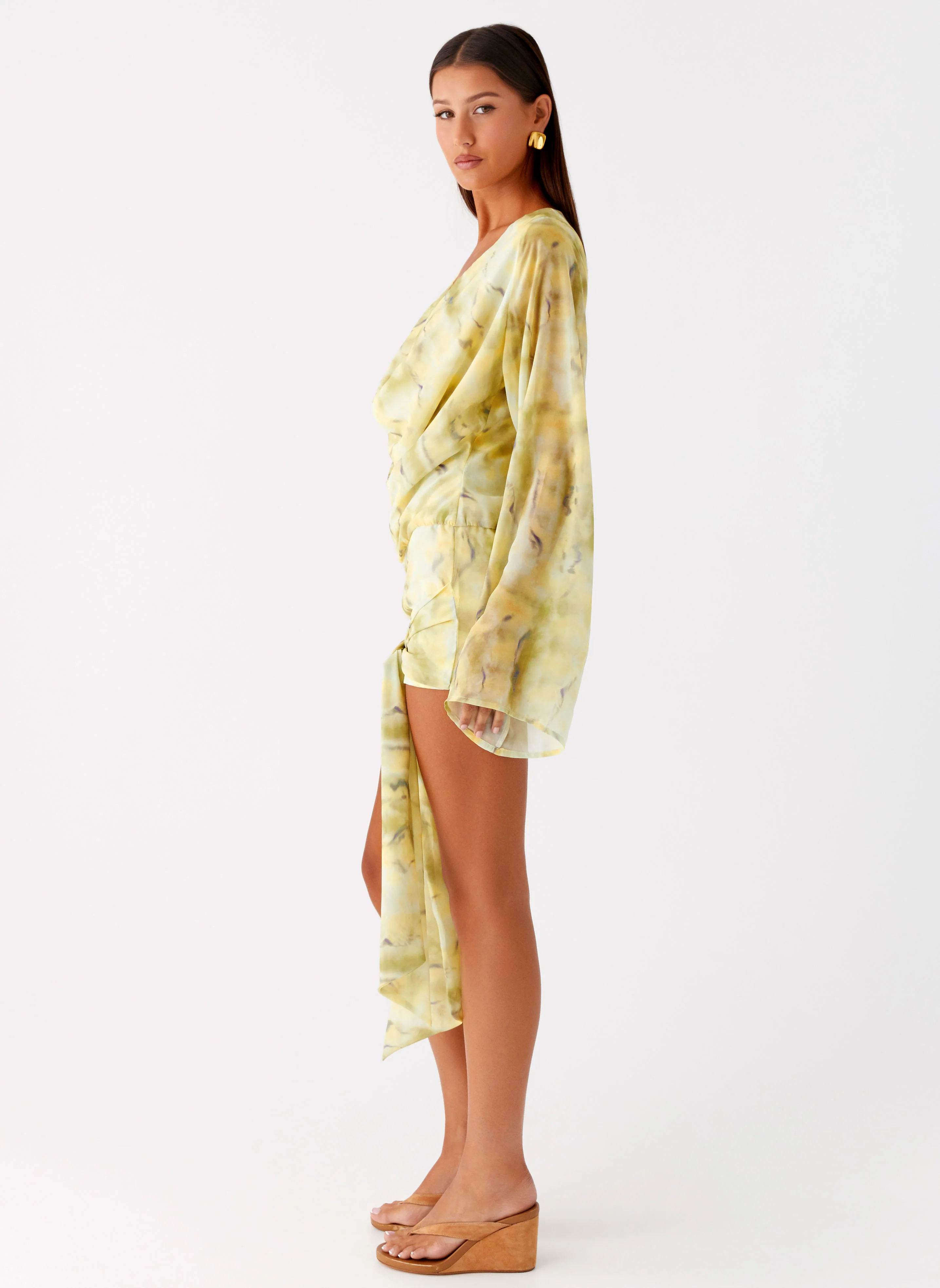Sorrel Long Sleeve Mini Dress - Yellow Tie Dye - Image 7