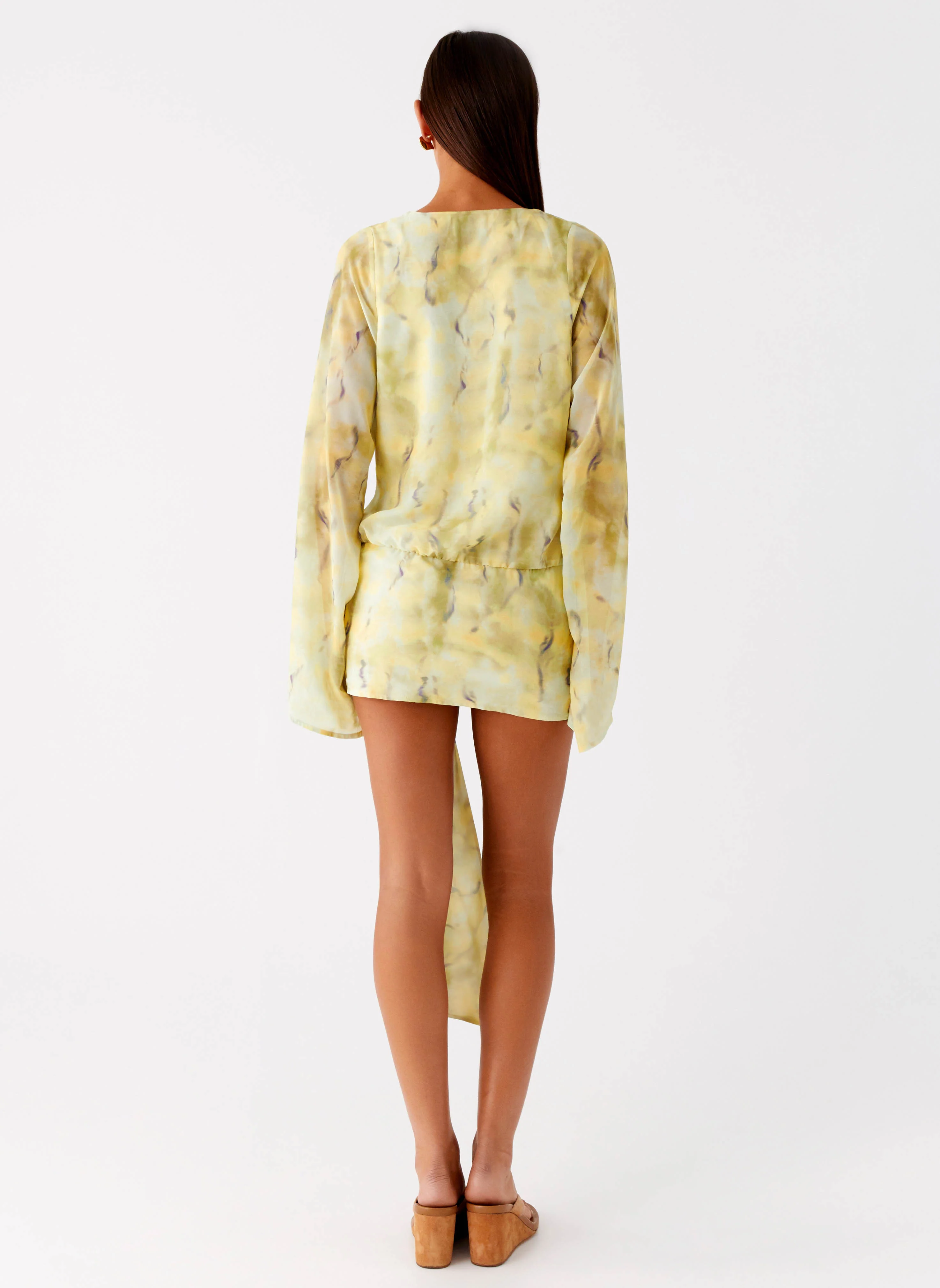 Sorrel Long Sleeve Mini Dress - Yellow Tie Dye - Image 8