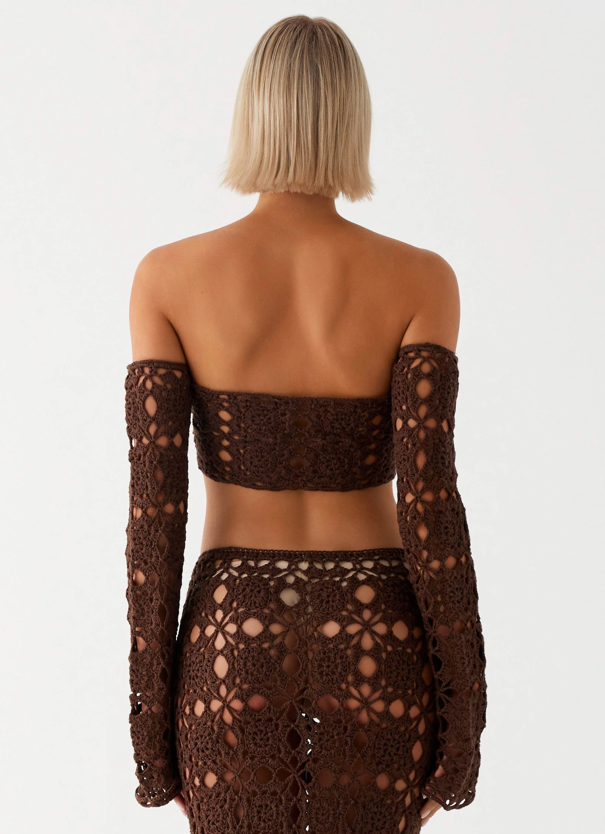 Sorrentino Crochet Long Sleeve Top - Chocolate - Image 3
