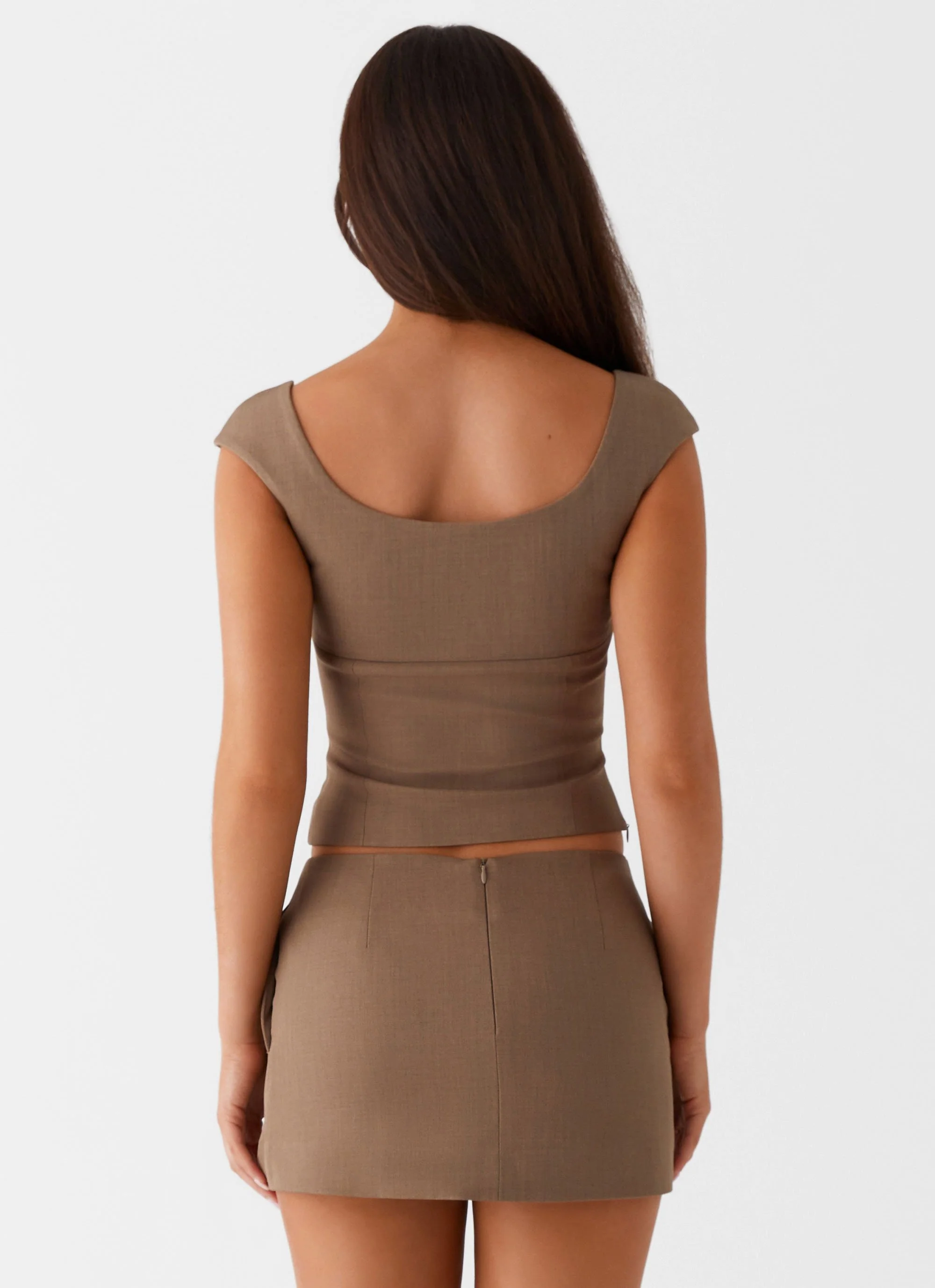 Southerly Cap Sleeve Top - Brown Beige - Image 6
