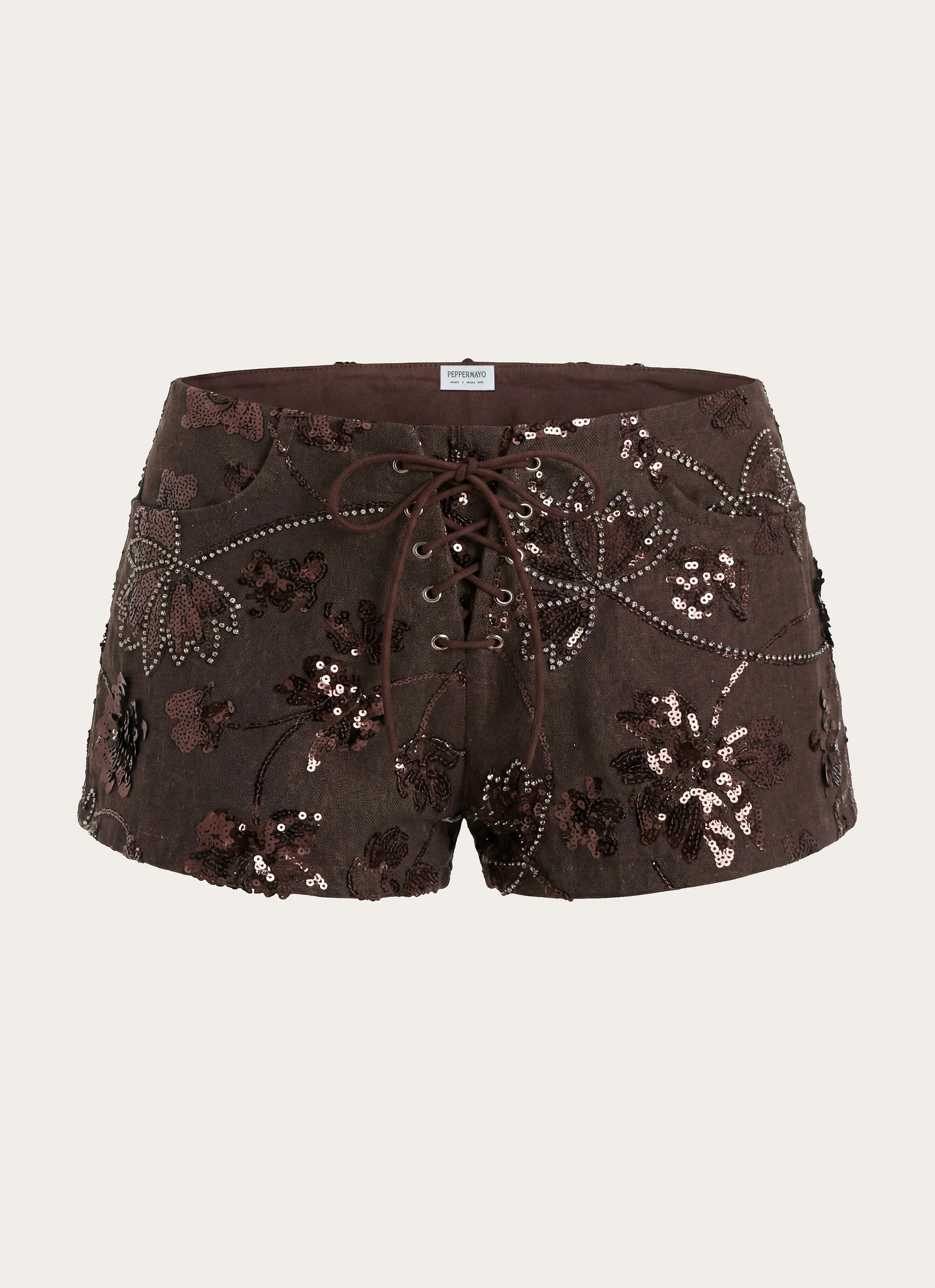 Sozzani Denim Mini Shorts - Chocolate - Image 2