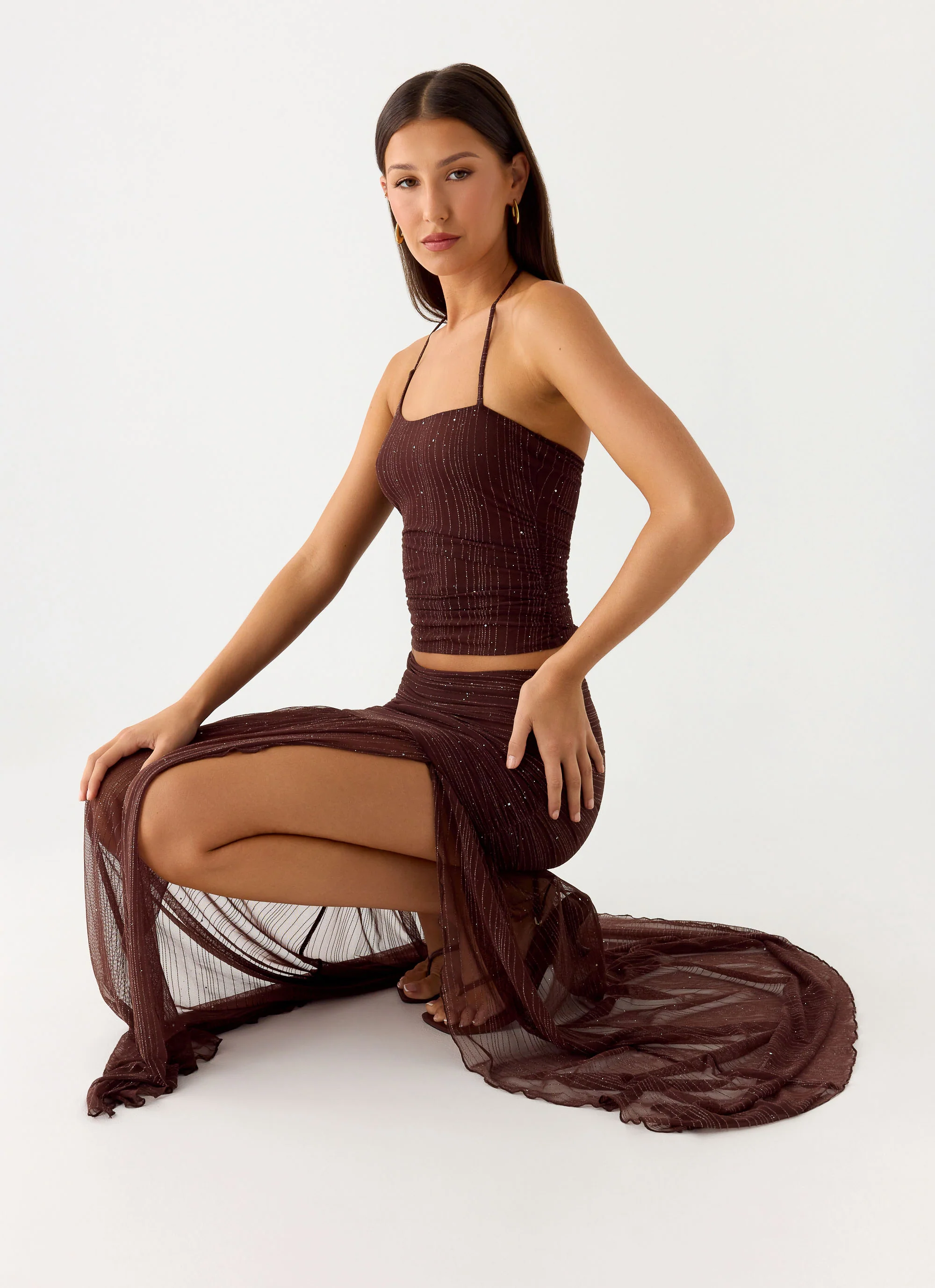 Sparkling Night Maxi Skirt - Chocolate - Image 7
