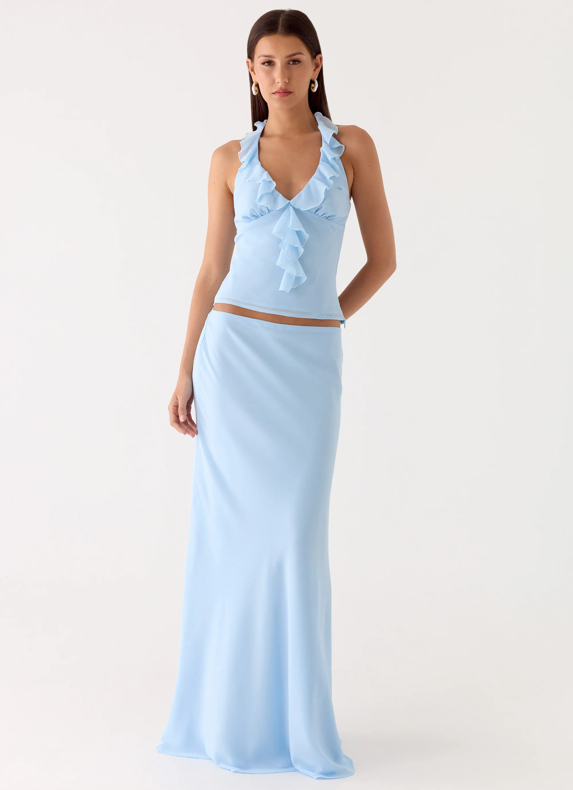 Star Girl Chiffon Maxi Skirt - Blue - Image 6