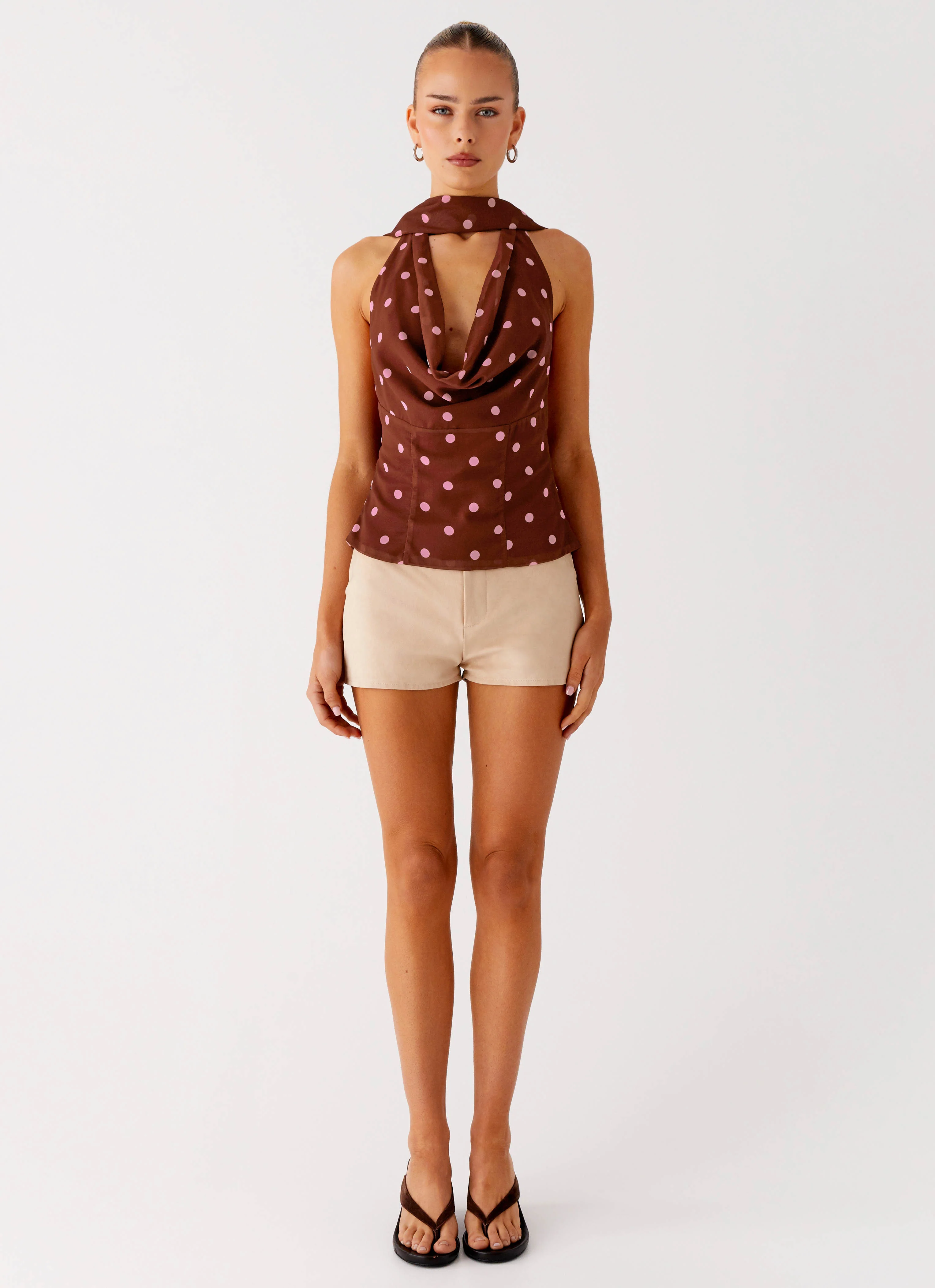 Stealing Love Scarf Top - Chocolate Strawberry Dot - Image 2