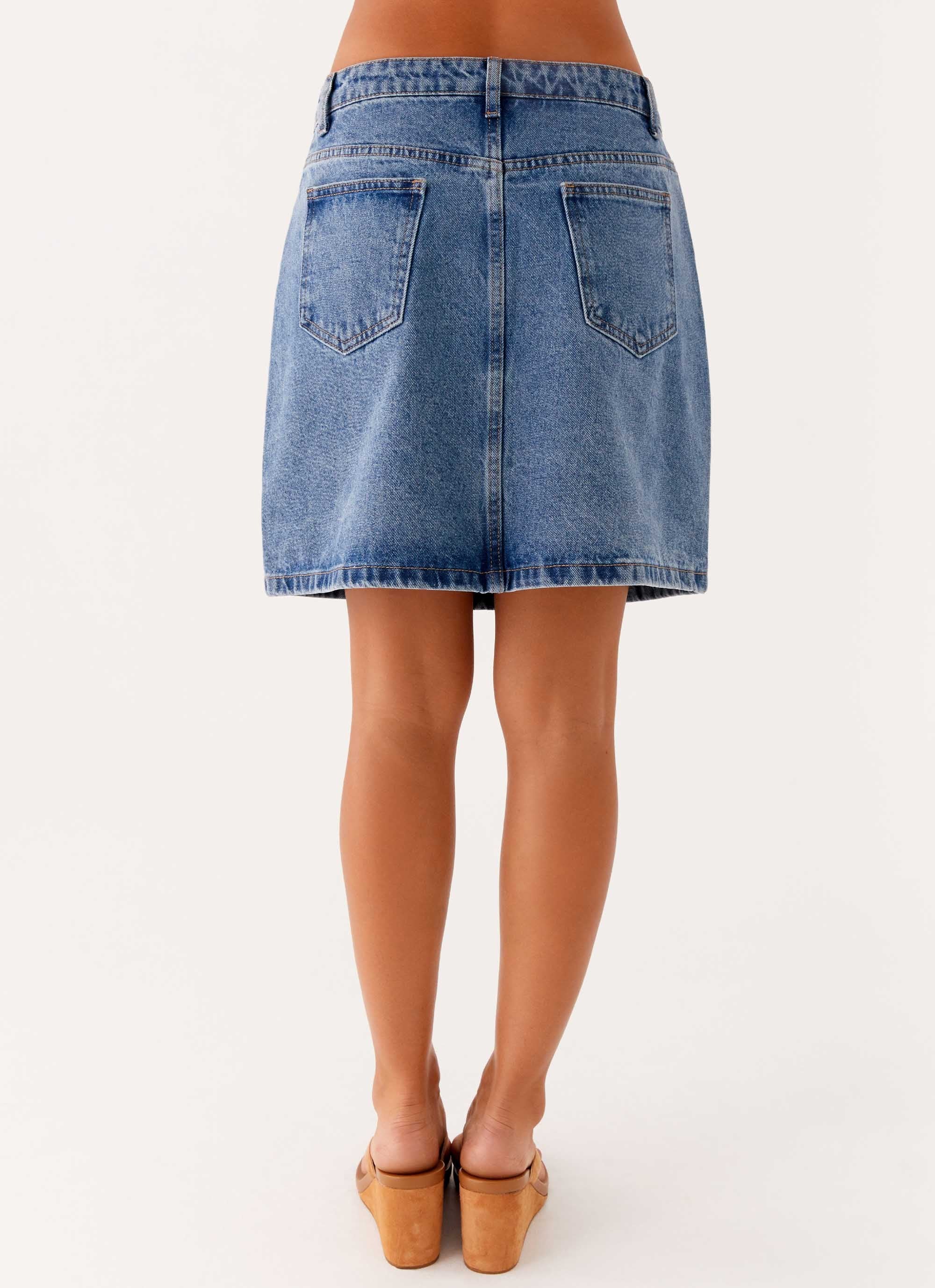 Stella Low Rise Mini Skirt - Blue - Image 3