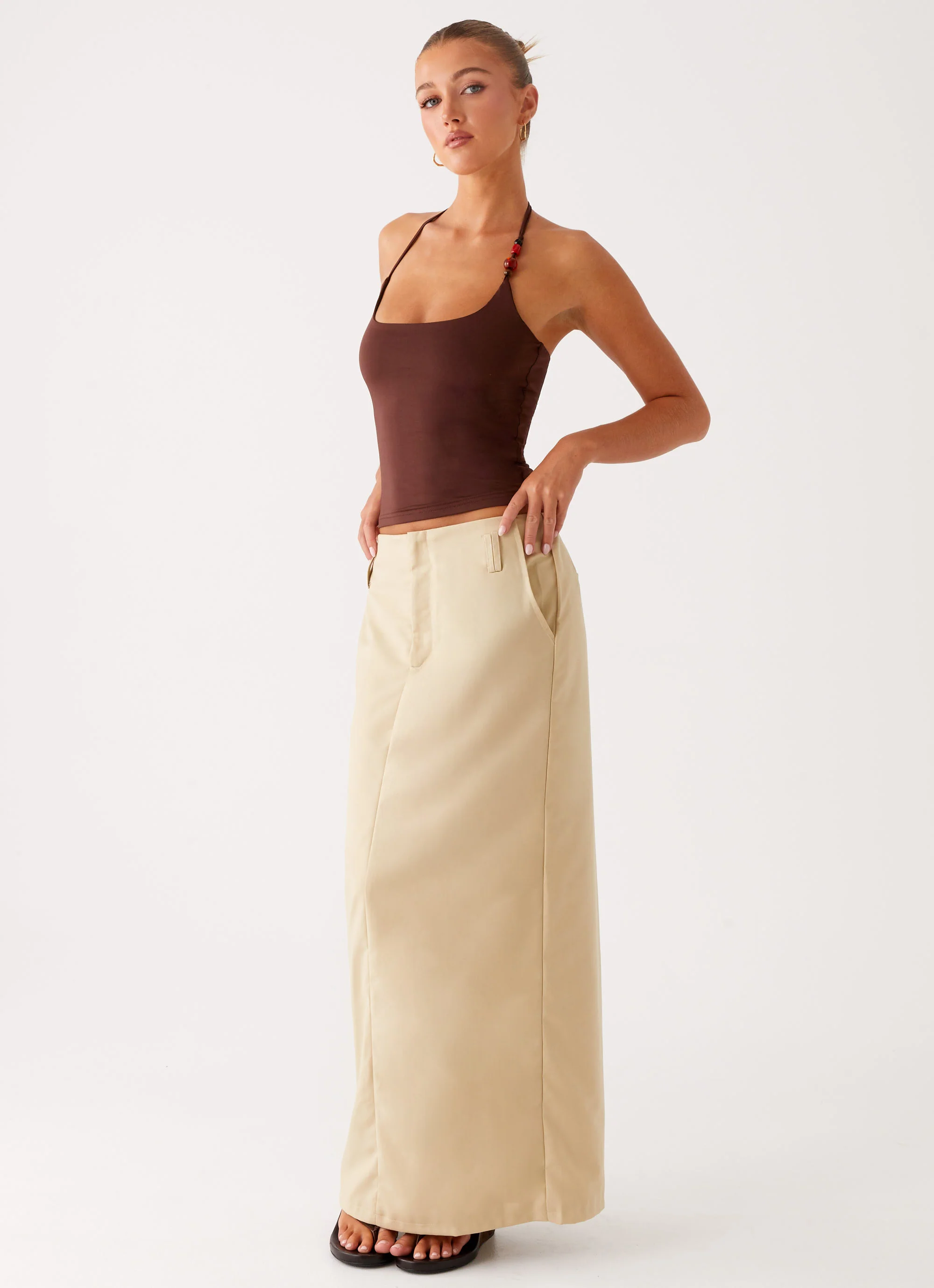 Stella Tailored Maxi Skirt - Beige - Image 6