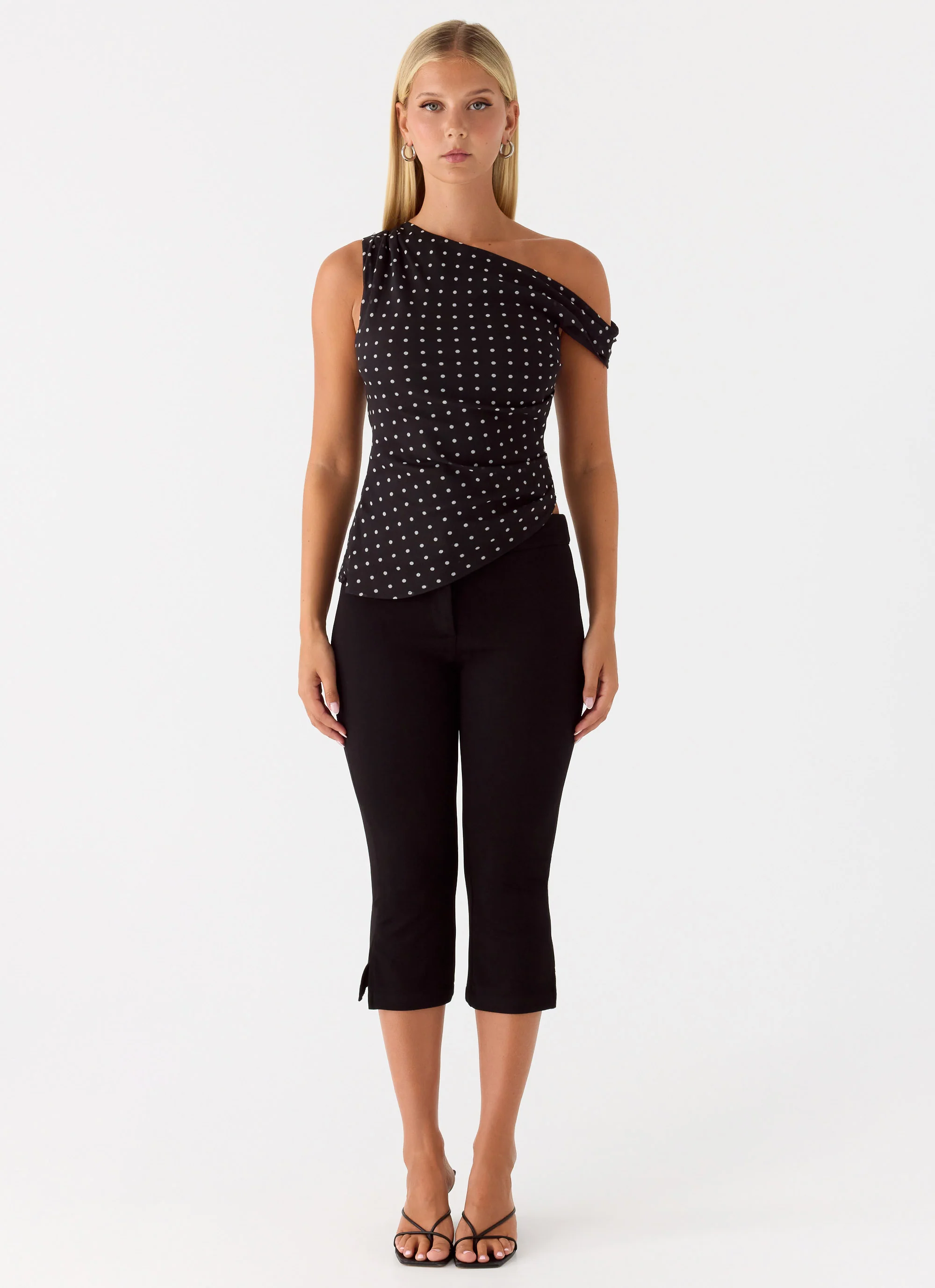 Stereotype One Shoulder Top - Black Polkadot - Image 6