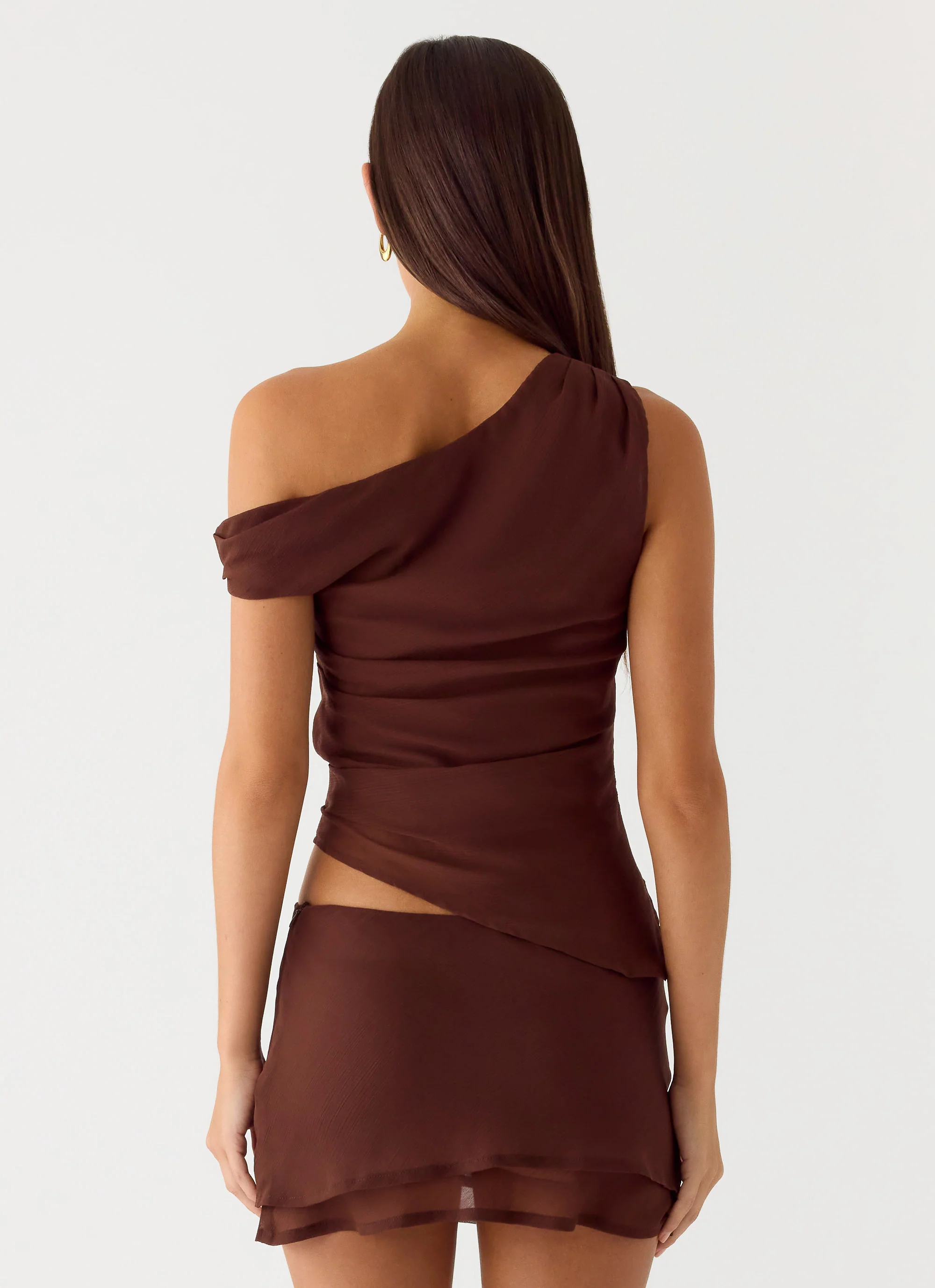Stereotype One Shoulder Top - Chocolate - Image 4