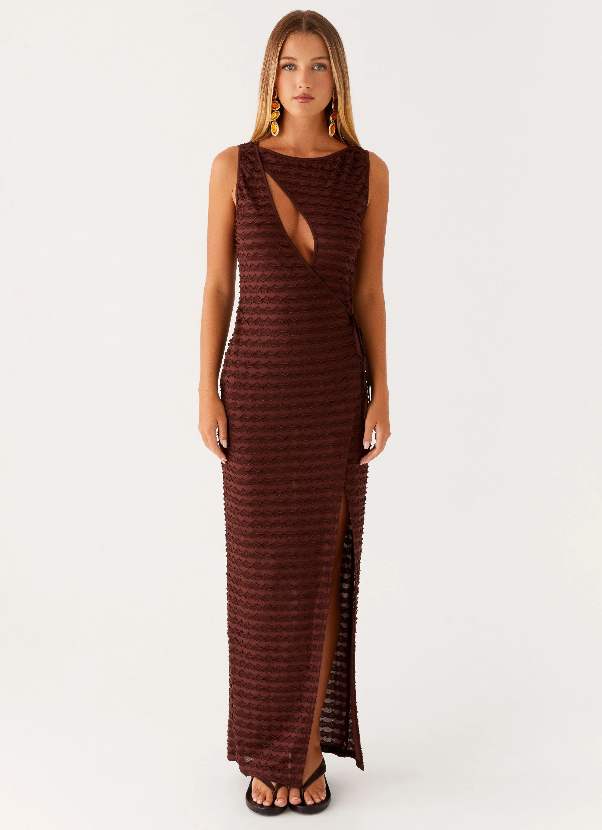 Sterling Wrap Maxi Dress - Chocolate - Image 4