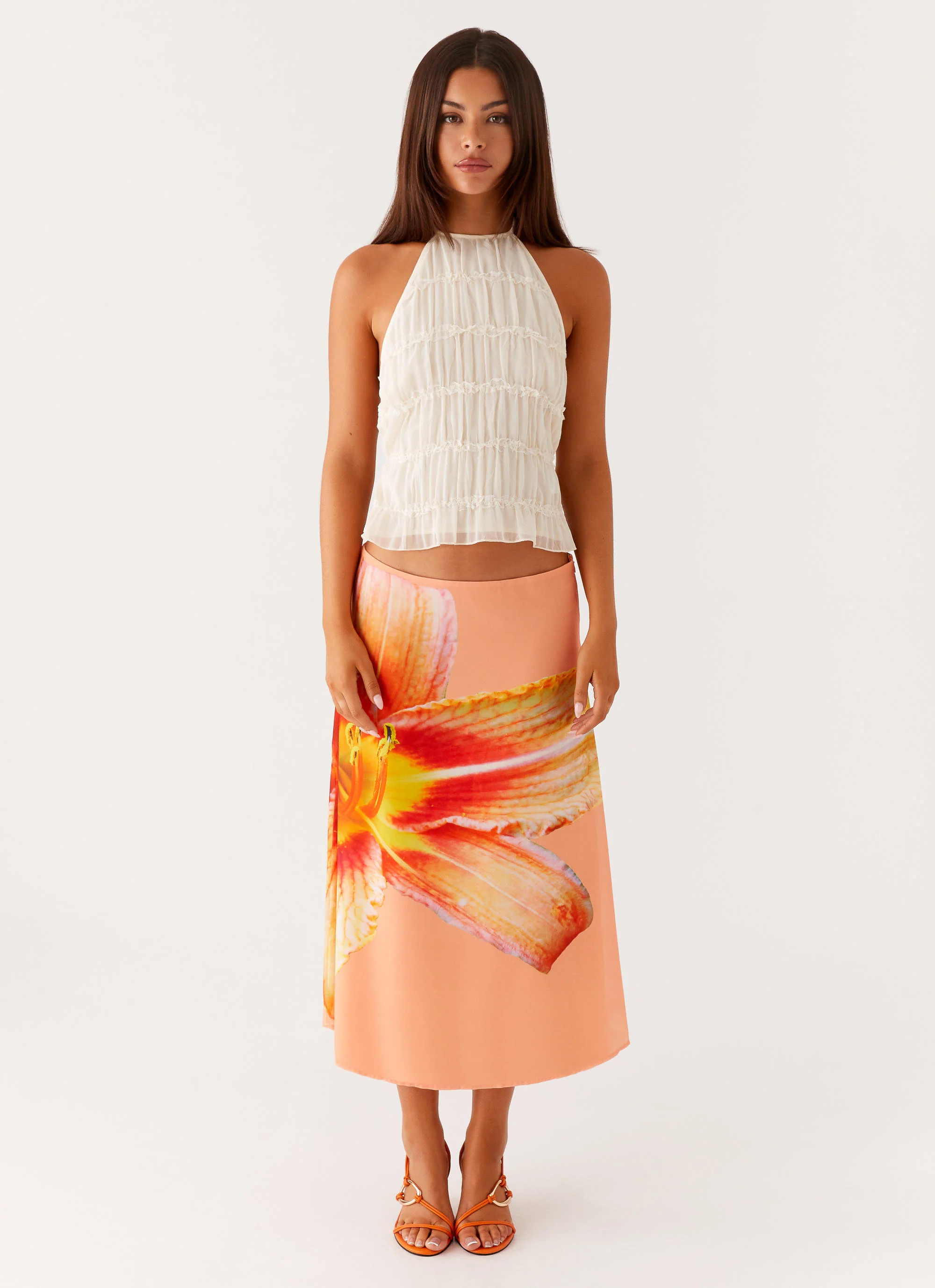 Summertime Midi Skirt - Orange Floral - Image 3