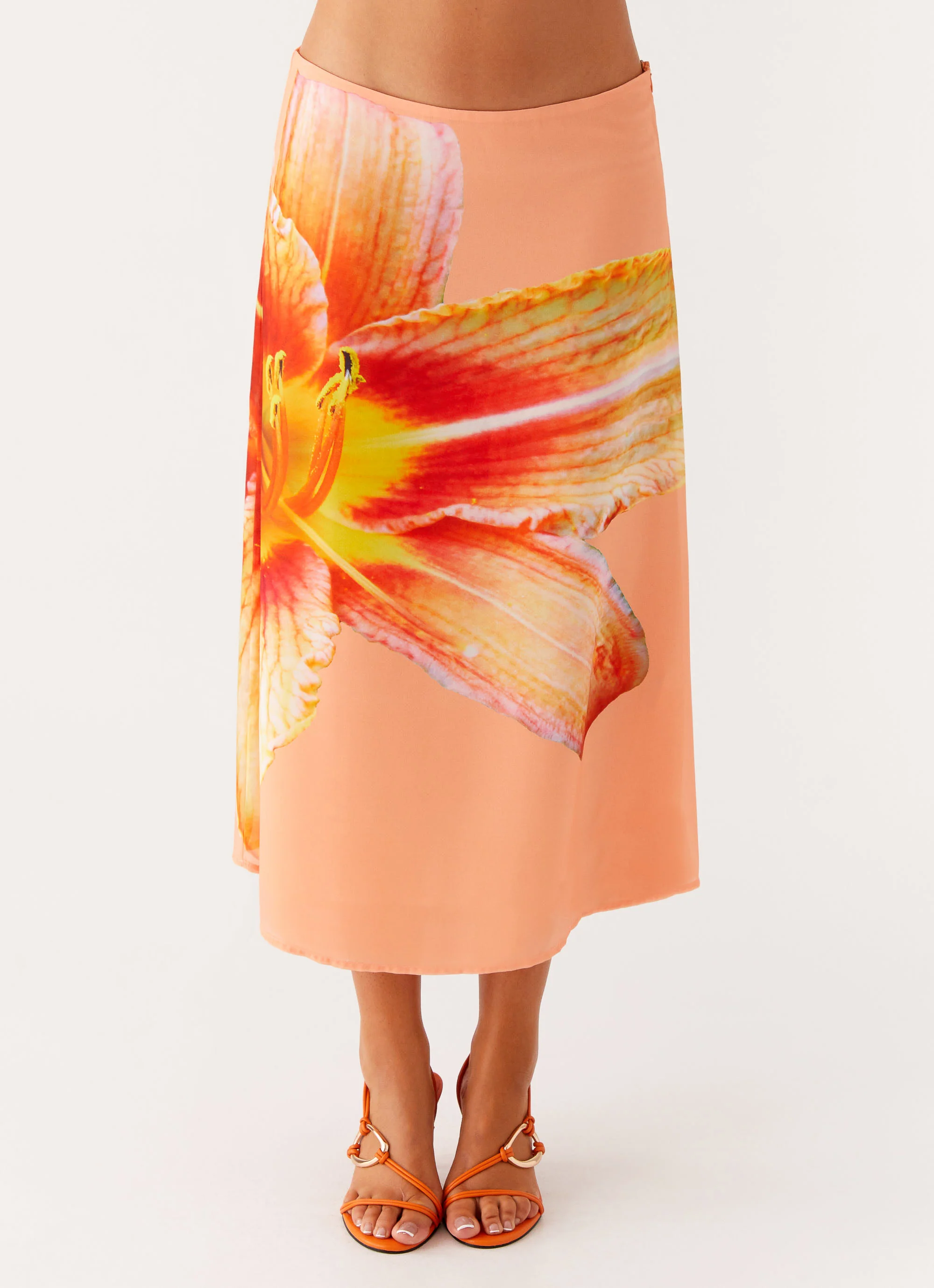 Summertime Midi Skirt - Orange Floral - Image 5