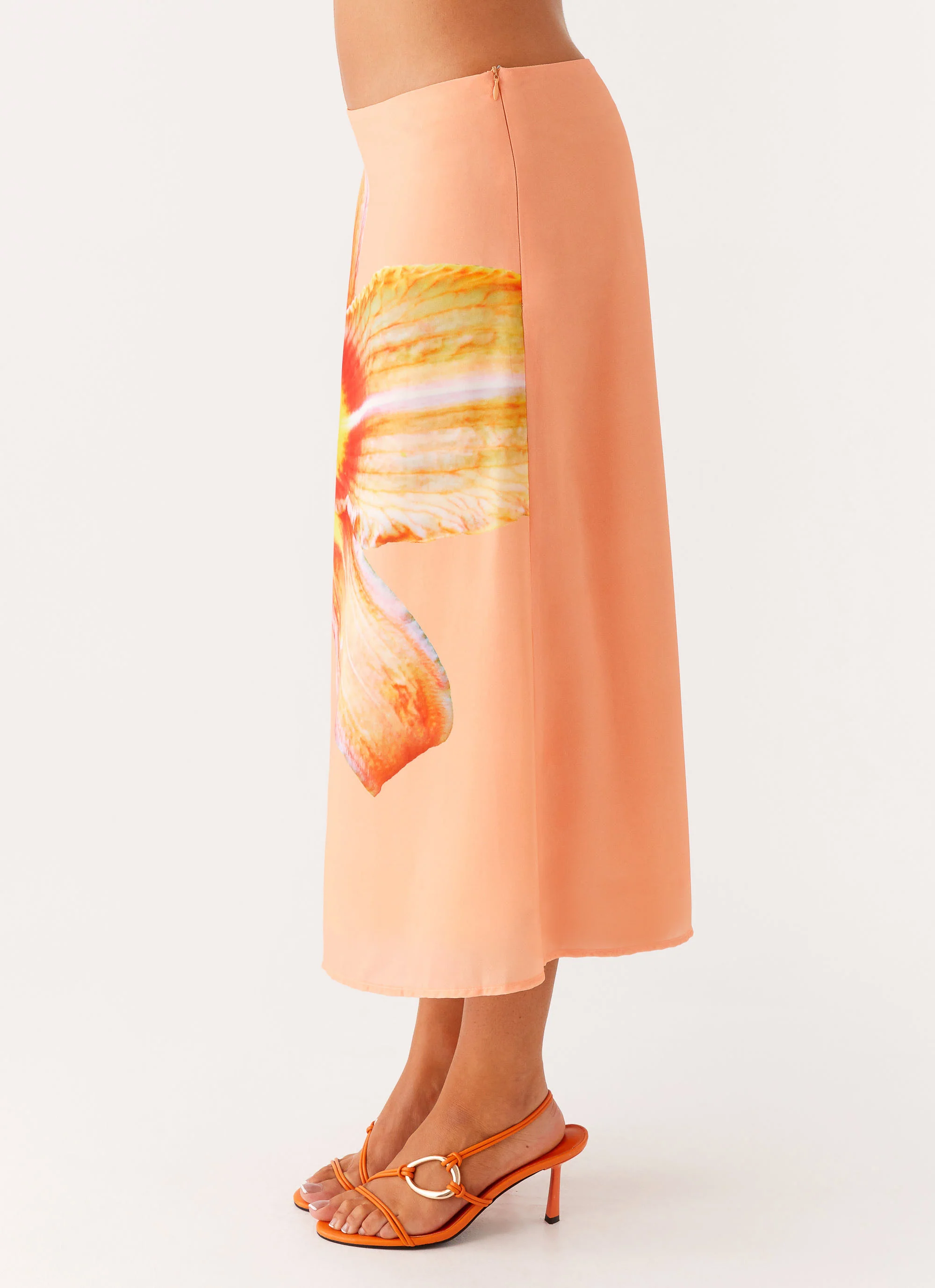 Summertime Midi Skirt - Orange Floral - Image 6