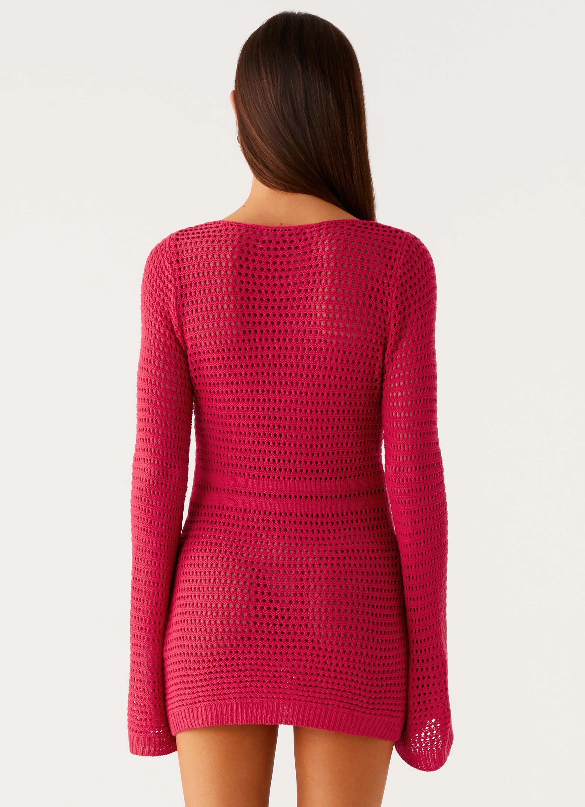 Sunriser Crochet Mini Dress - Pink - Image 4