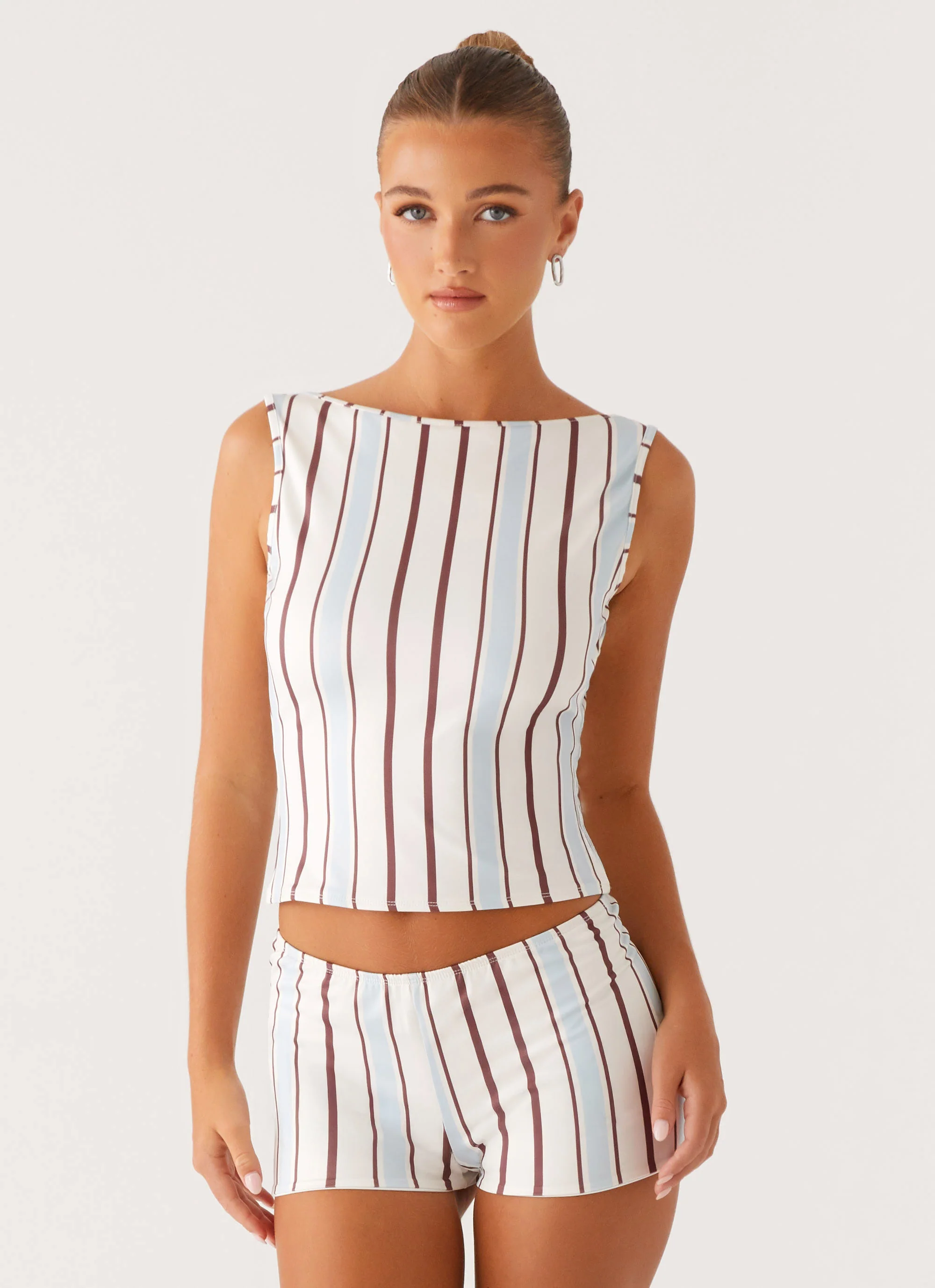 Sun's Out Low Rise Mini Shorts - Blue Stripe - Image 6