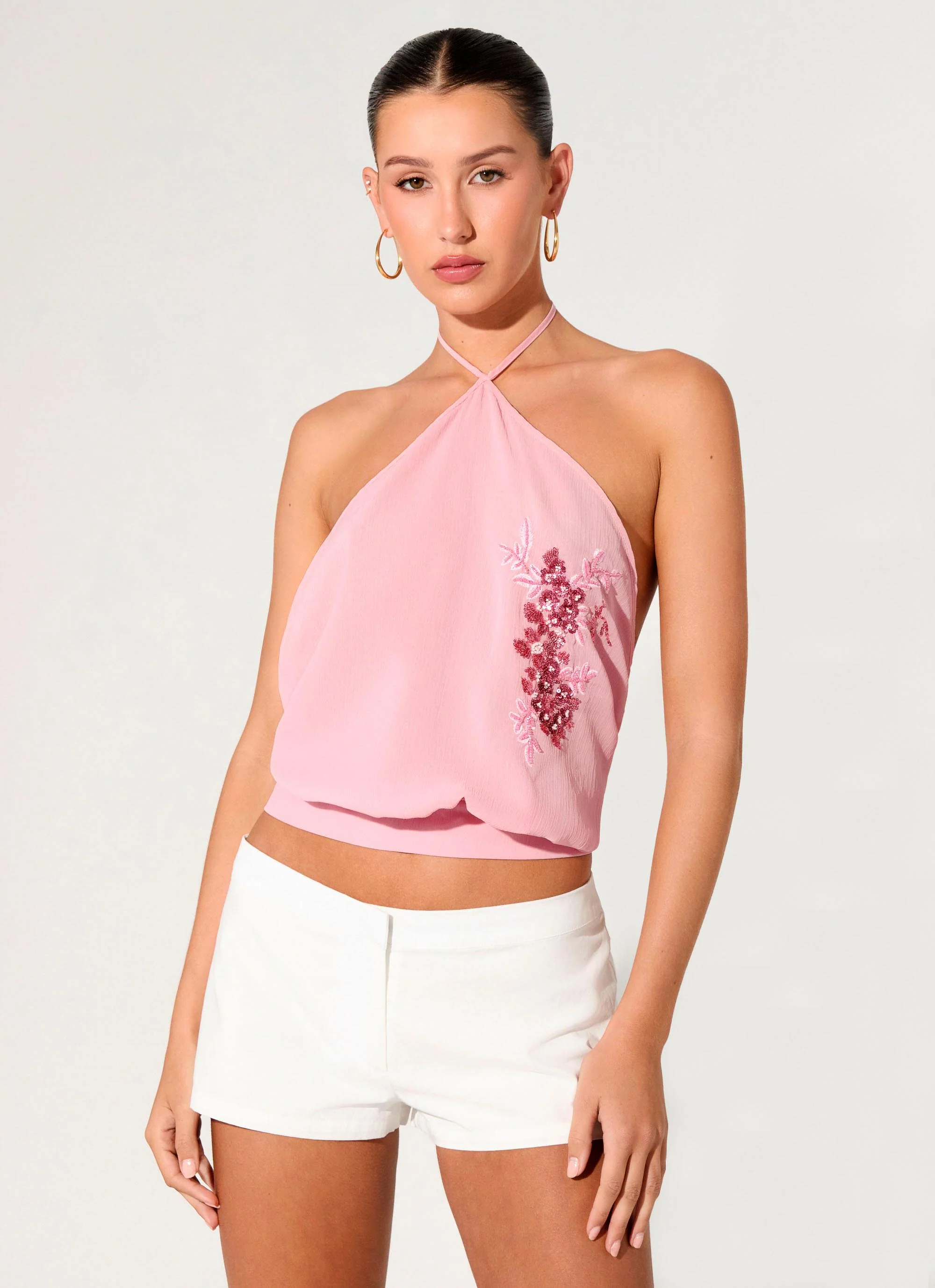 Sweet Skies Halter Top - Pink - Image 6