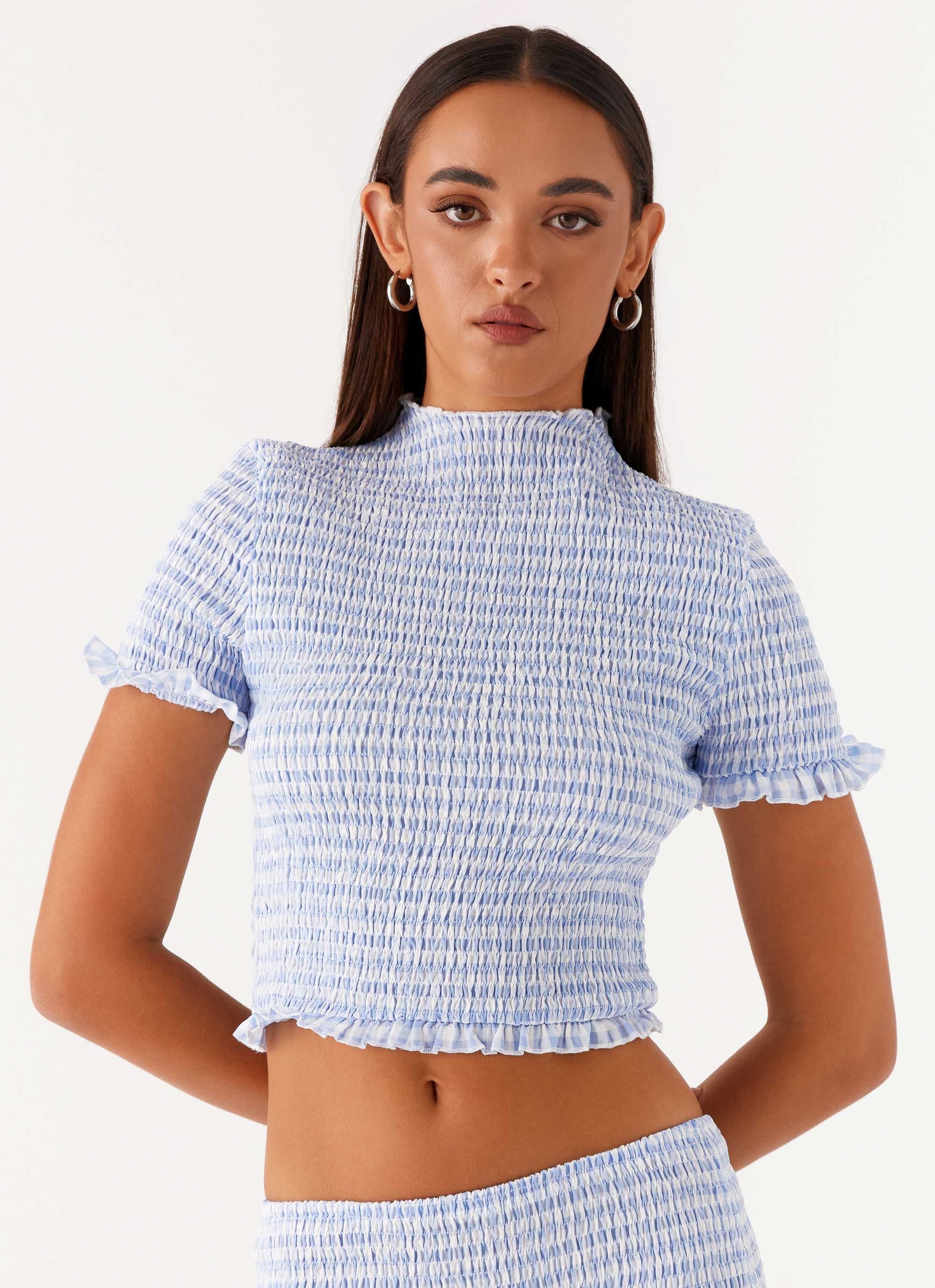 Sweetest Pie T-Shirt - Baby Blue Gingham - Image 5