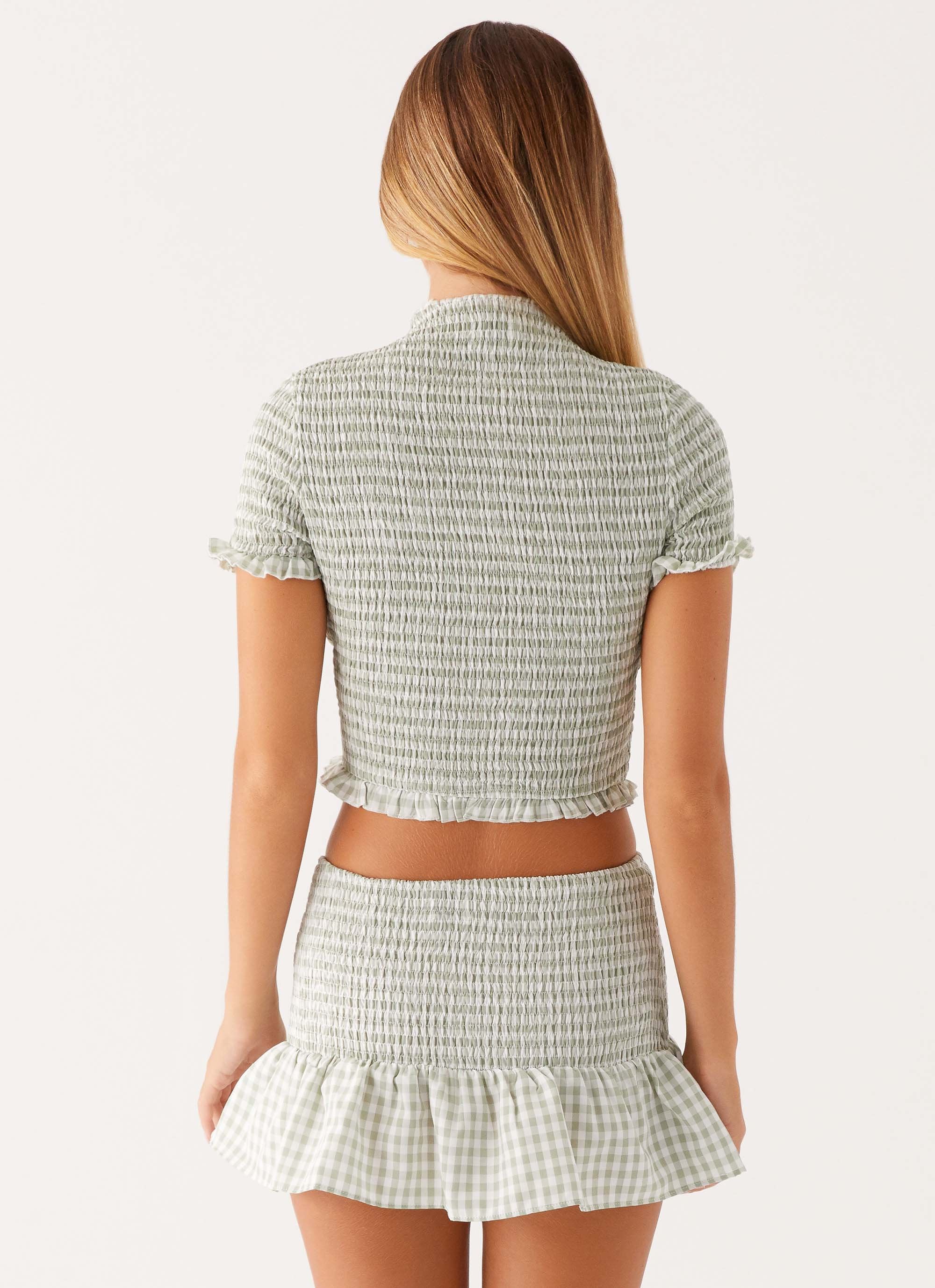 Sweetest Pie T-Shirt - Sage Gingham - Image 5
