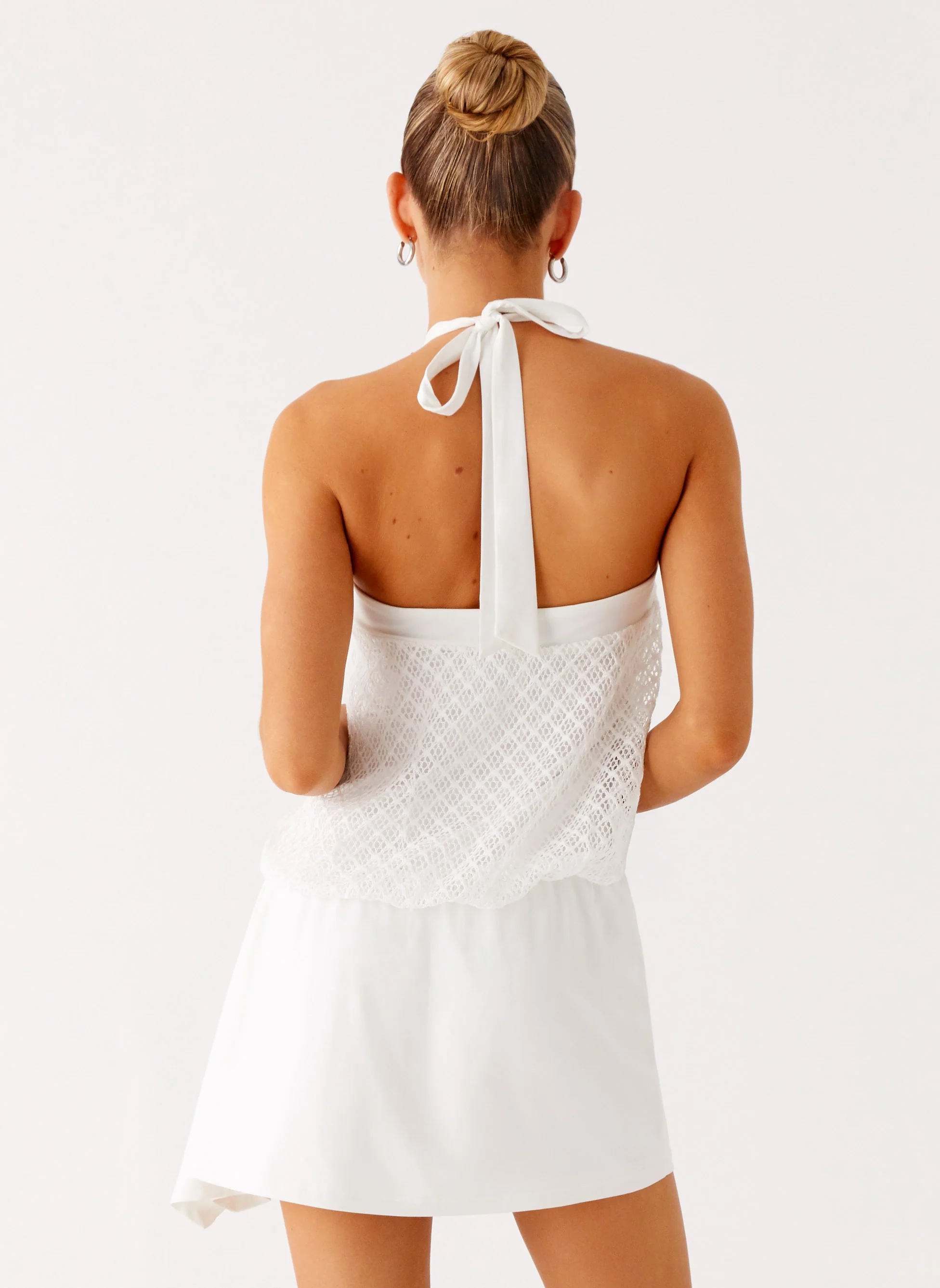 Switch Up Halter Mini Dress - Ivory - Image 4