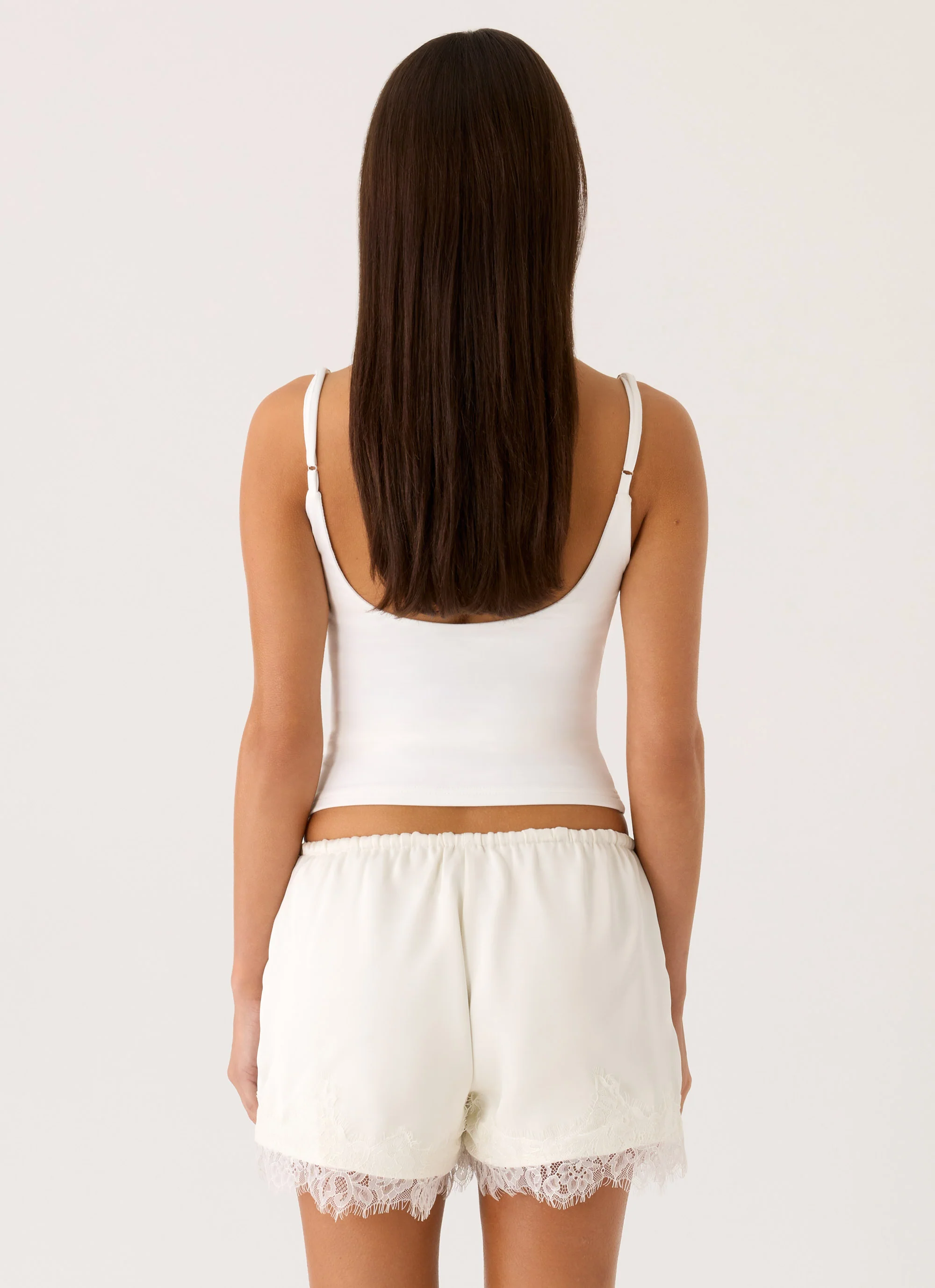 Tarina Lace Trim Mini Shorts - Ivory - Image 4