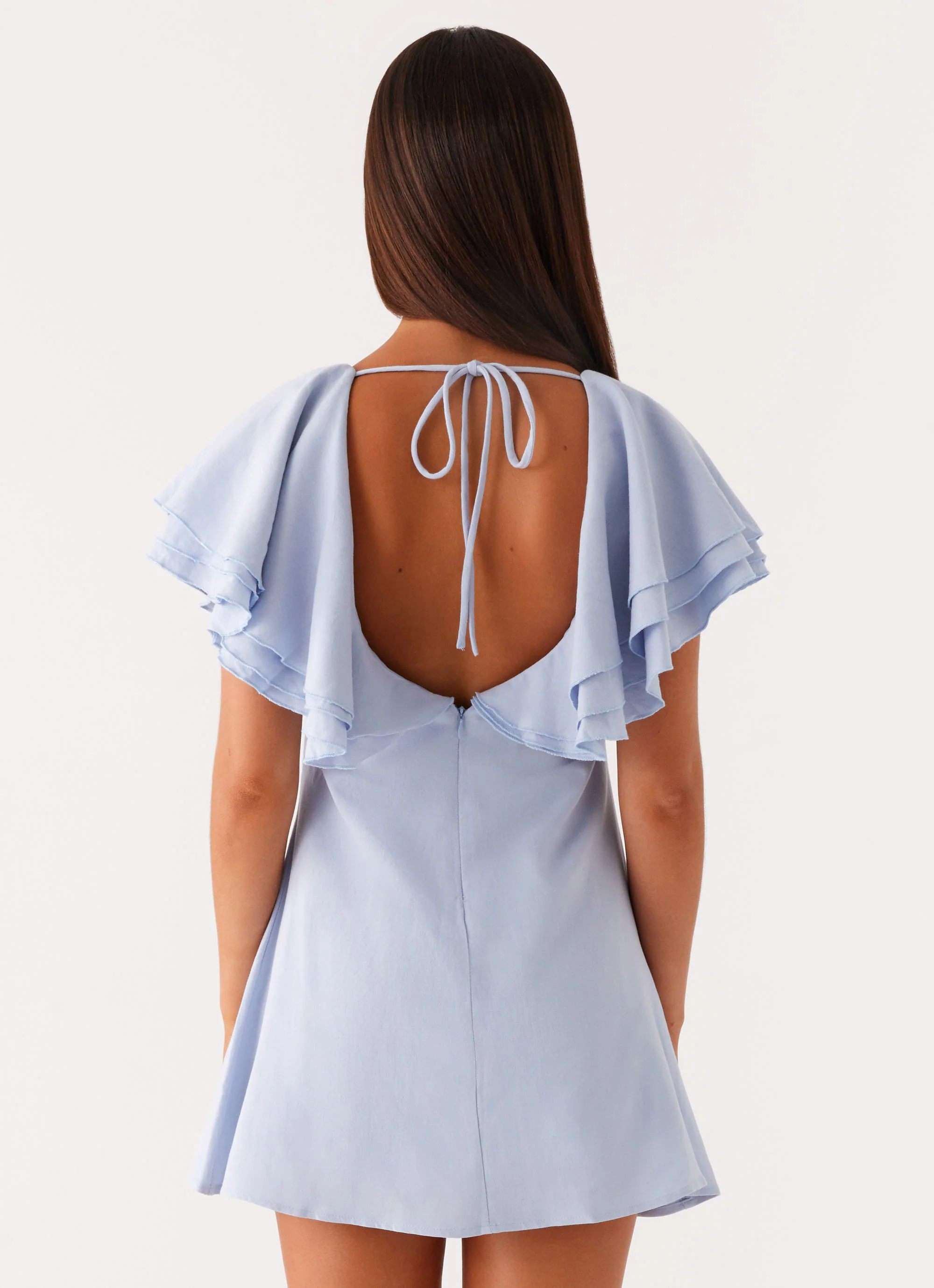 Taye Linen Mini Dress - Blue - Image 4