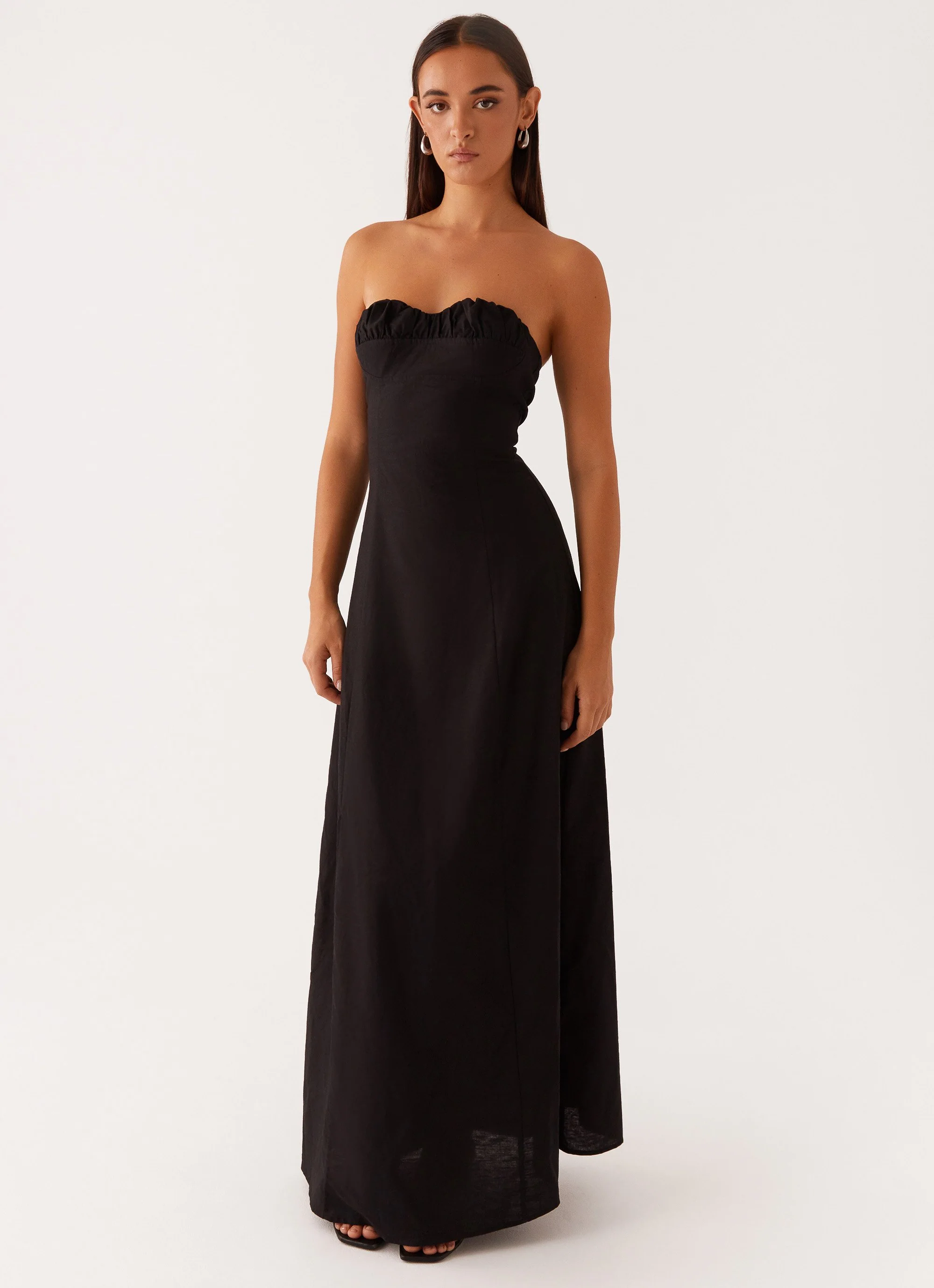 Tayla Linen Maxi Dress - Black - Image 6
