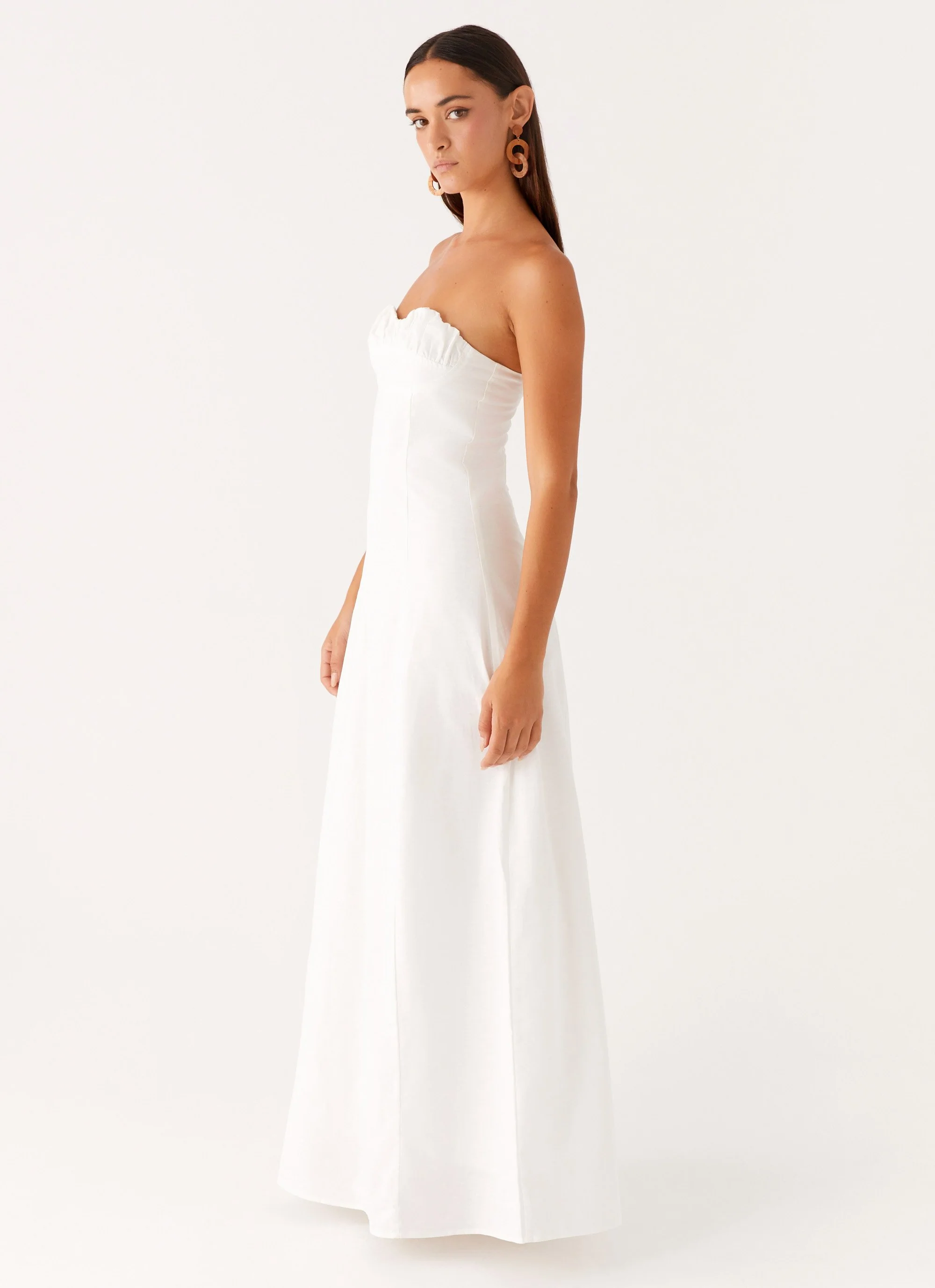 Tayla Linen Maxi Dress - White - Image 3