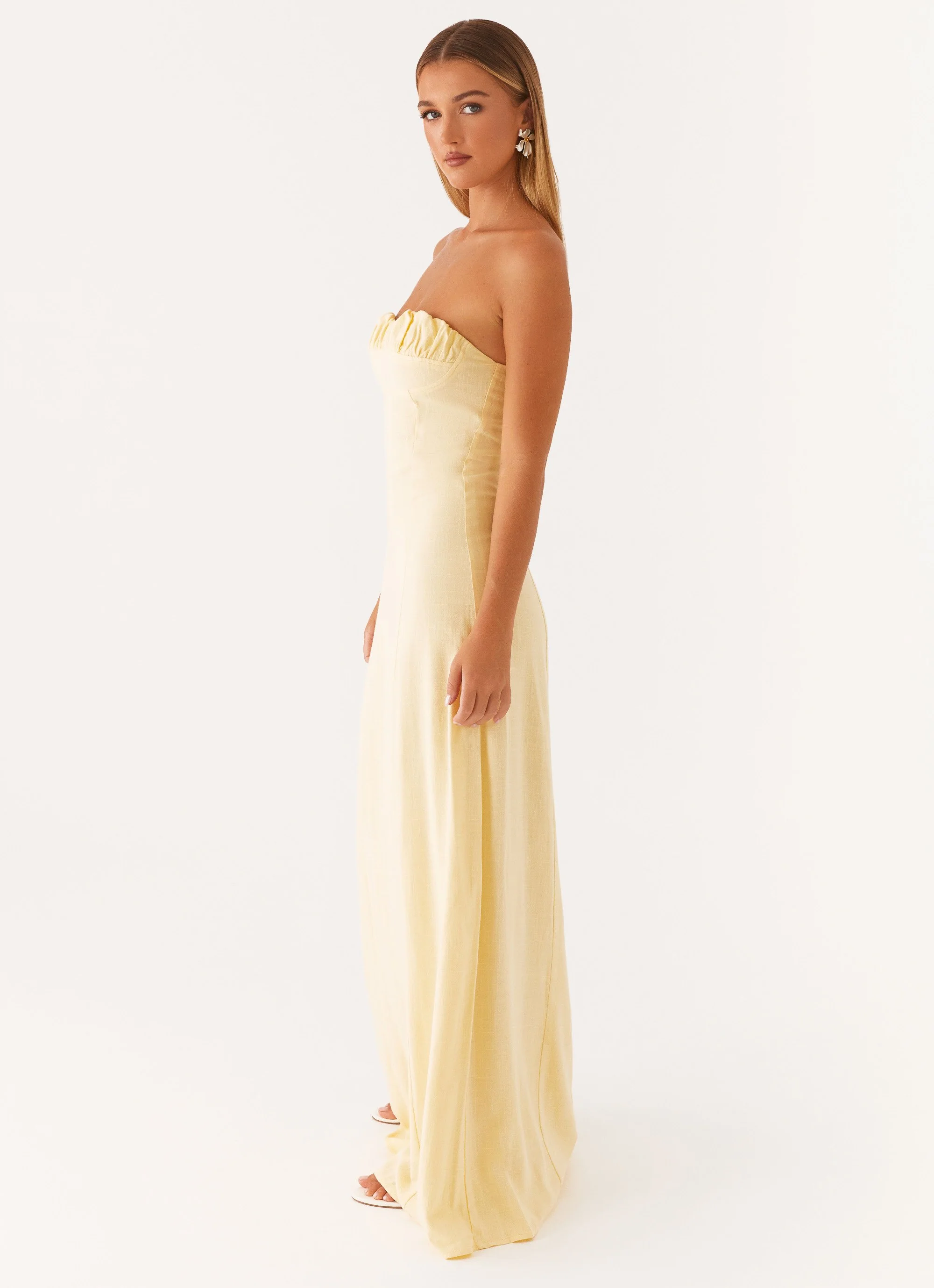 Tayla Linen Maxi Dress - Yellow - Image 3