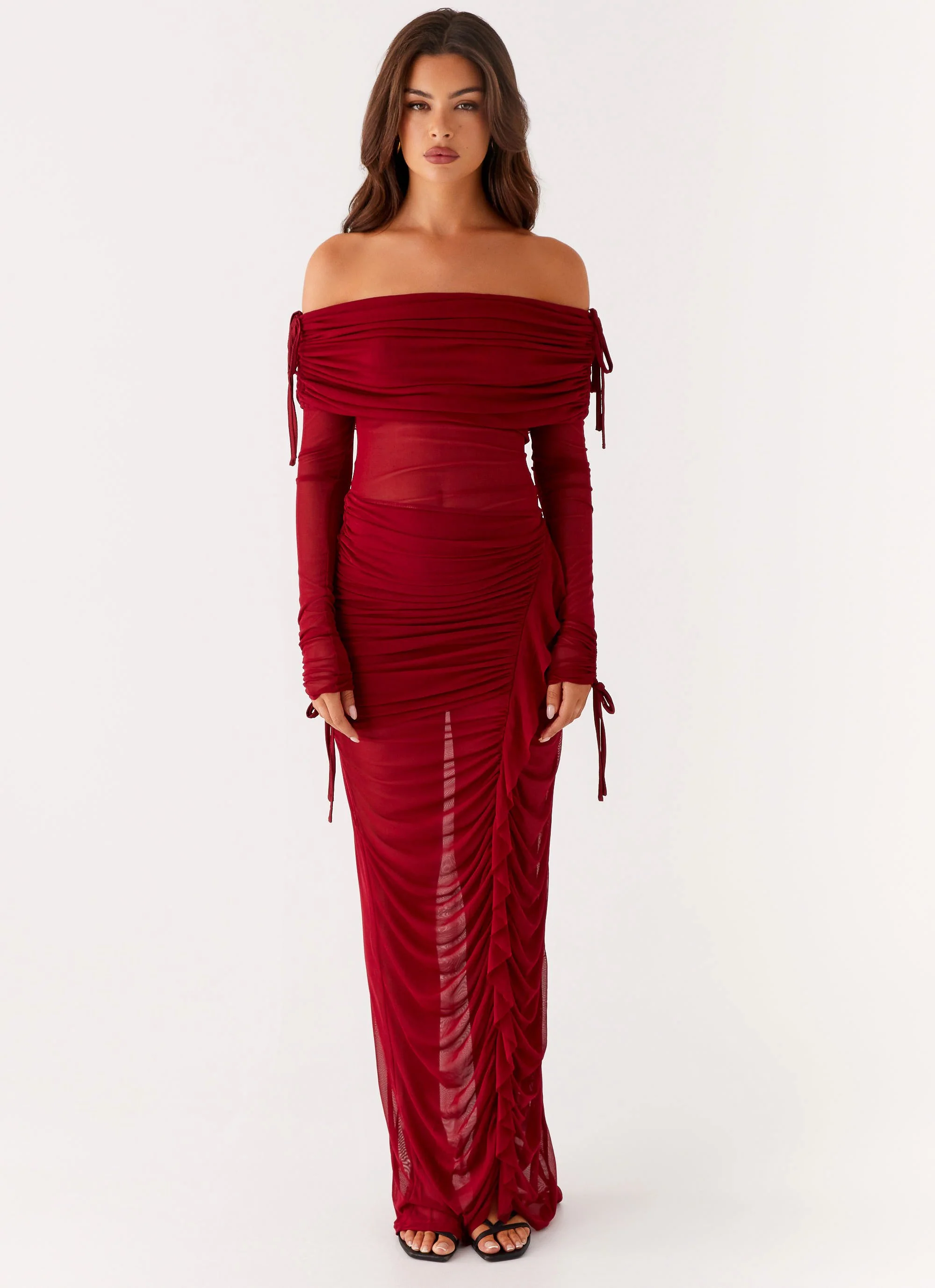 Teala Mesh Maxi Dress - Red - Image 2