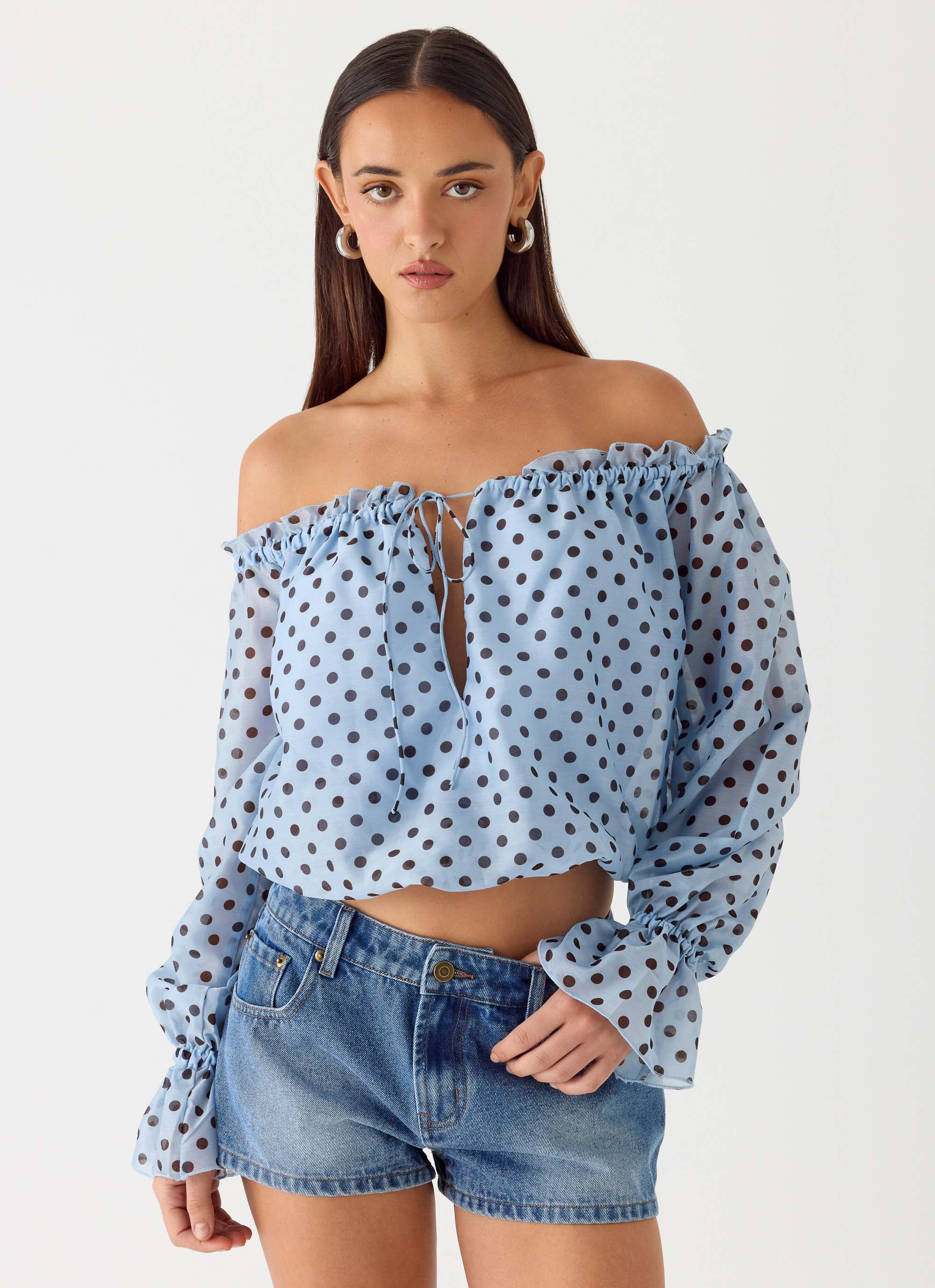 Tedara Top - Blue Mocha Dot - Image 3