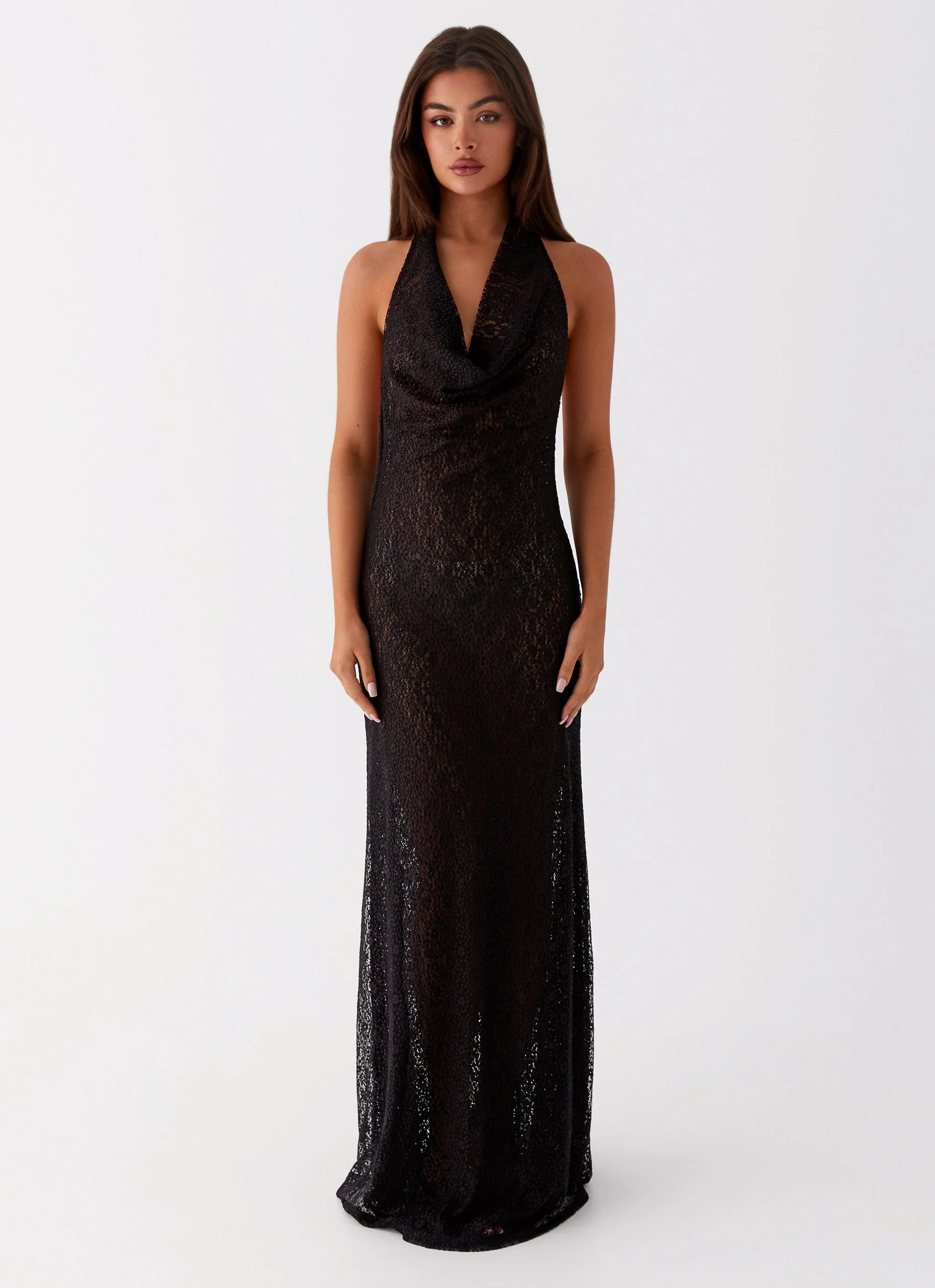 Tempest Cowl Neck Maxi Dress - Black - Image 2