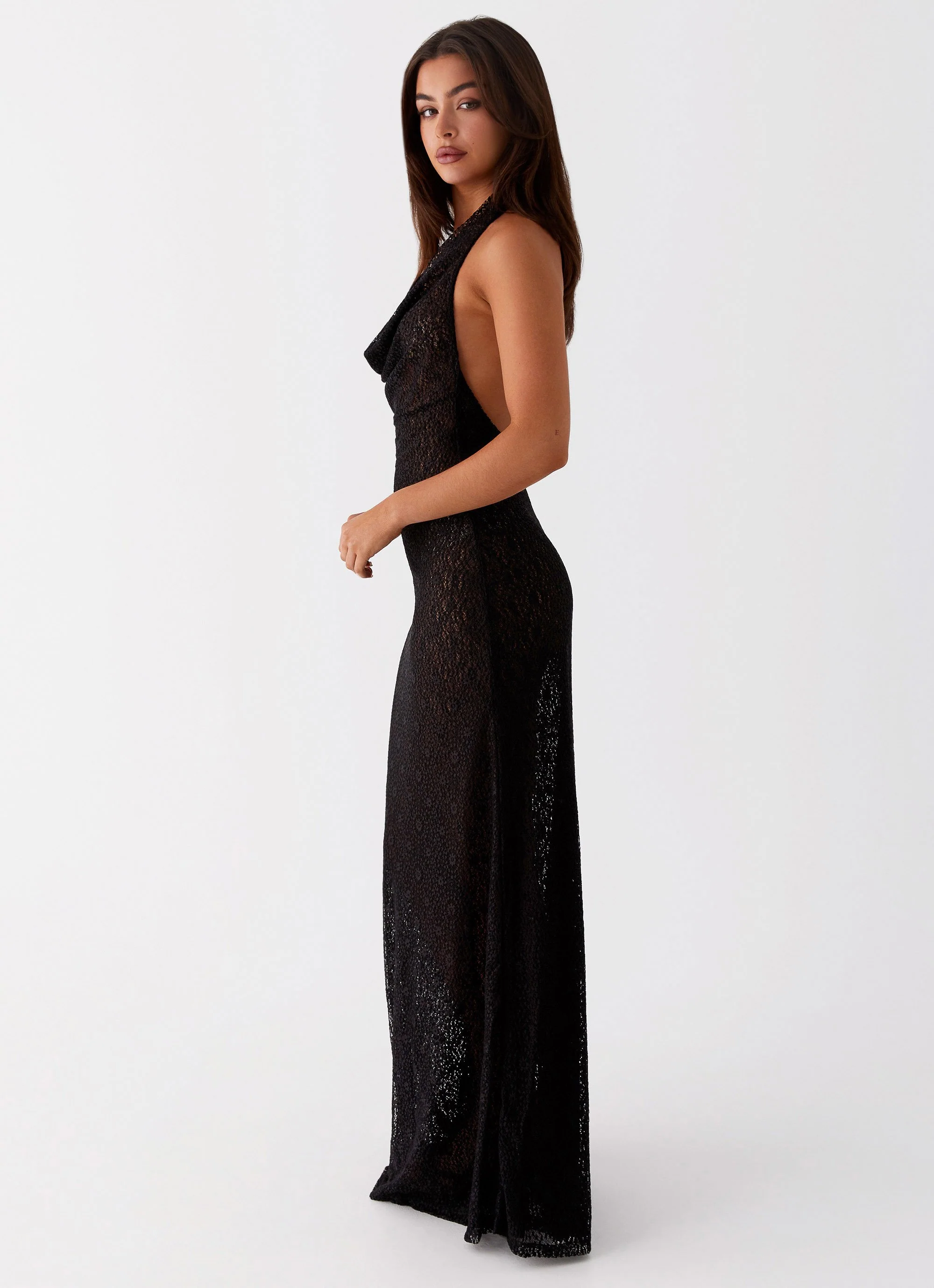 Tempest Cowl Neck Maxi Dress - Black - Image 3