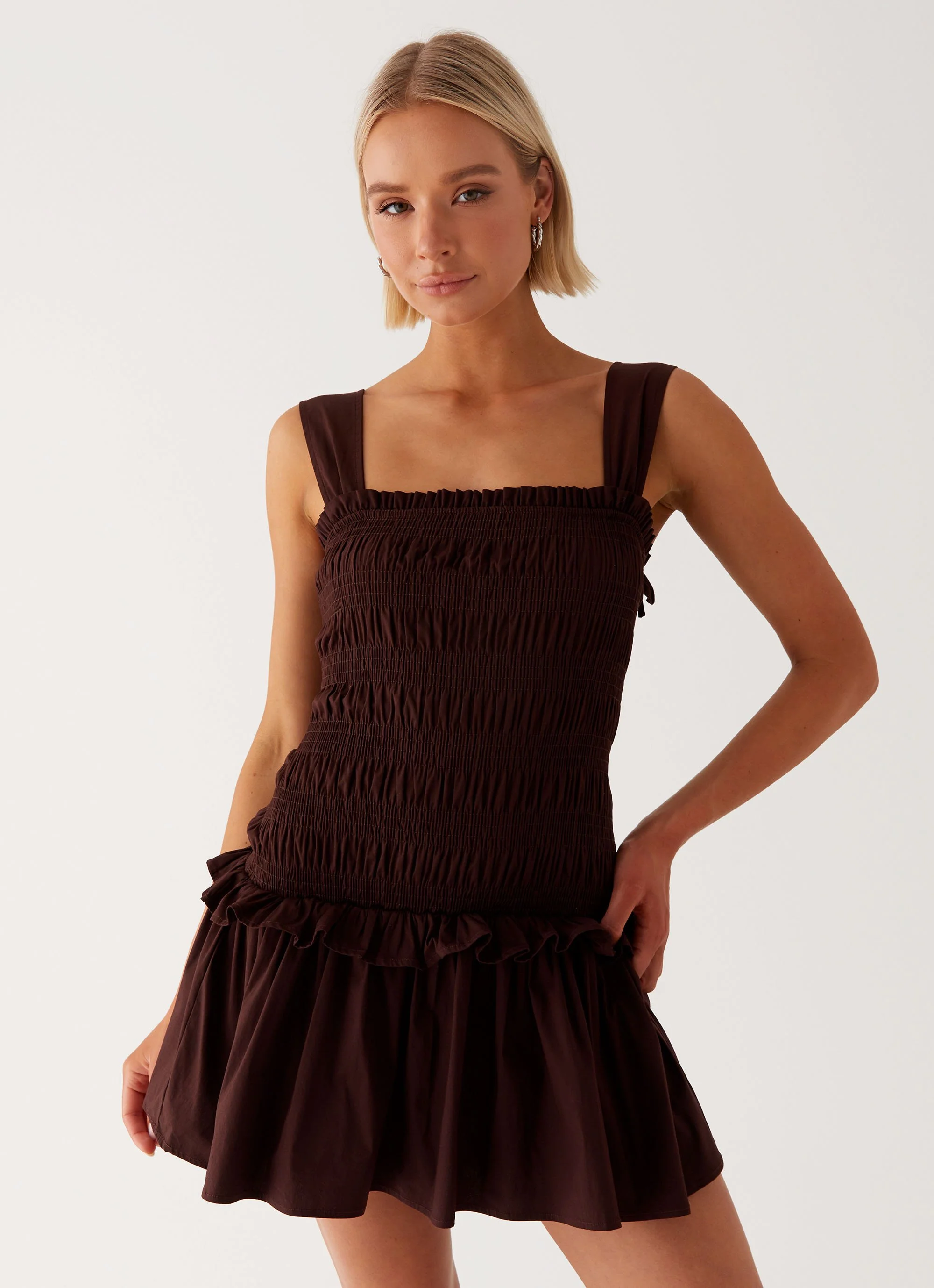 Tenielle Mini Dress - Brown - Image 6