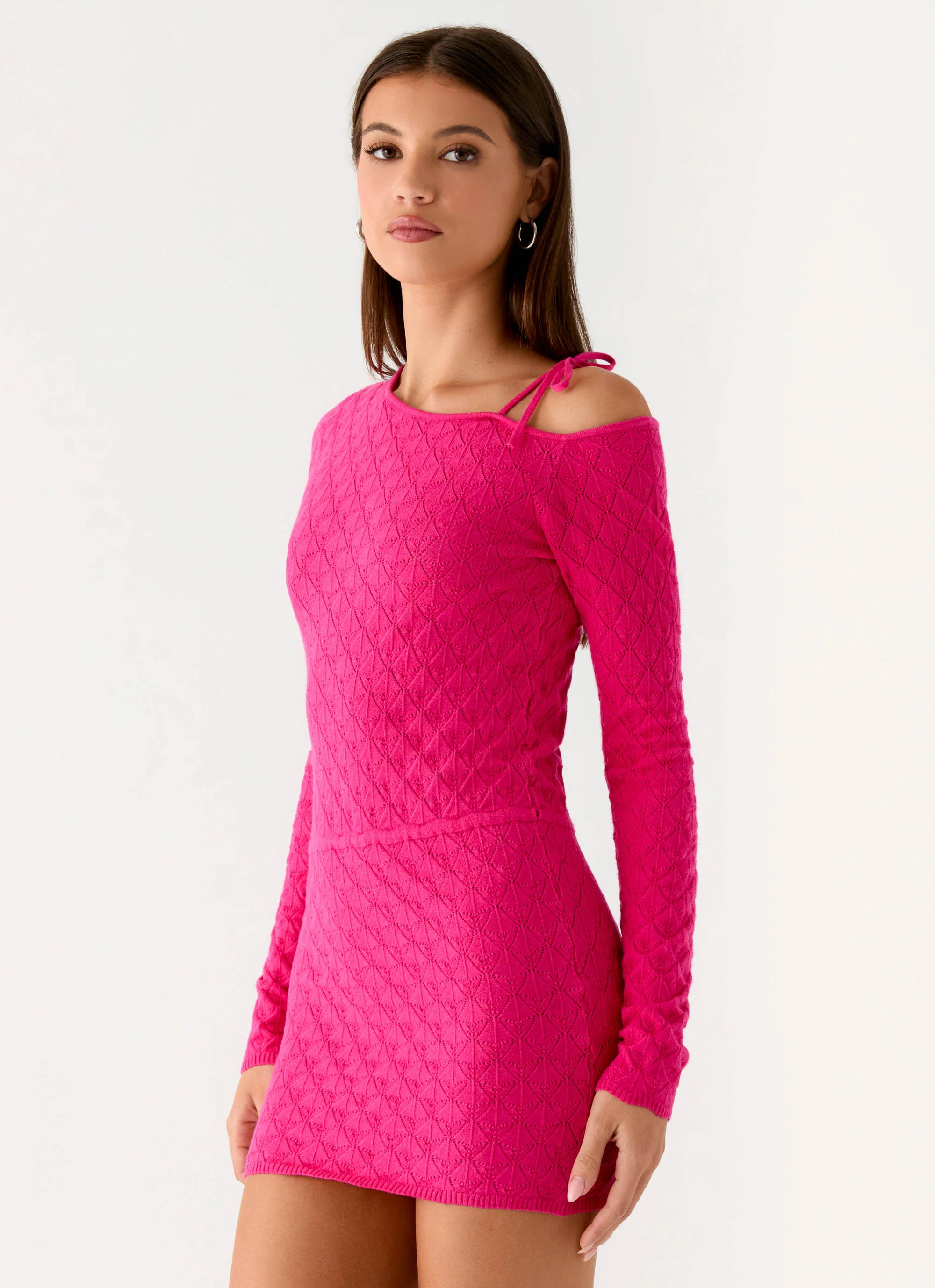 Thalia Knit Mini Dress - Fuchsia - Image 5