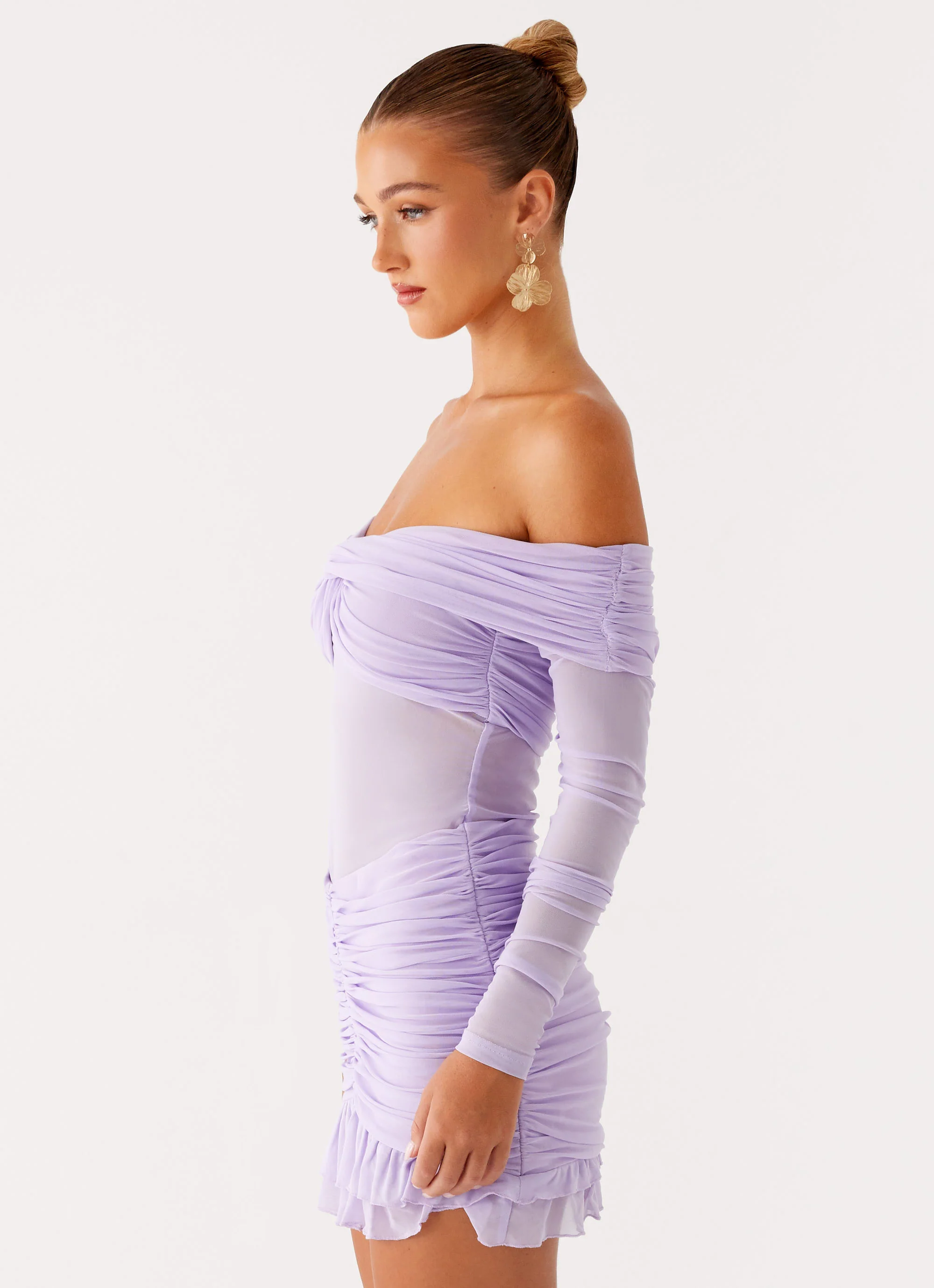 Tiff Long Sleeve Mini Dress - Lilac - Image 2