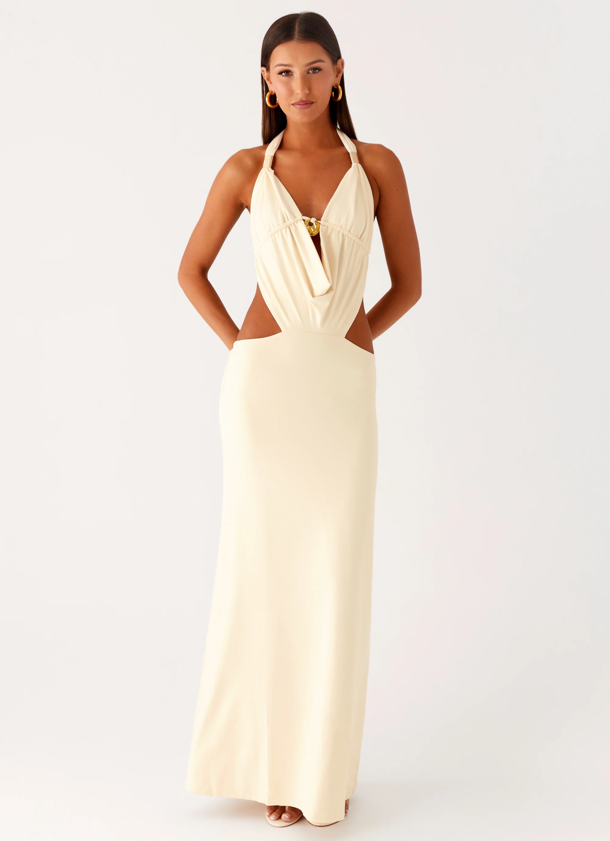 Torina Halter Maxi Dress - Lemon - Image 4