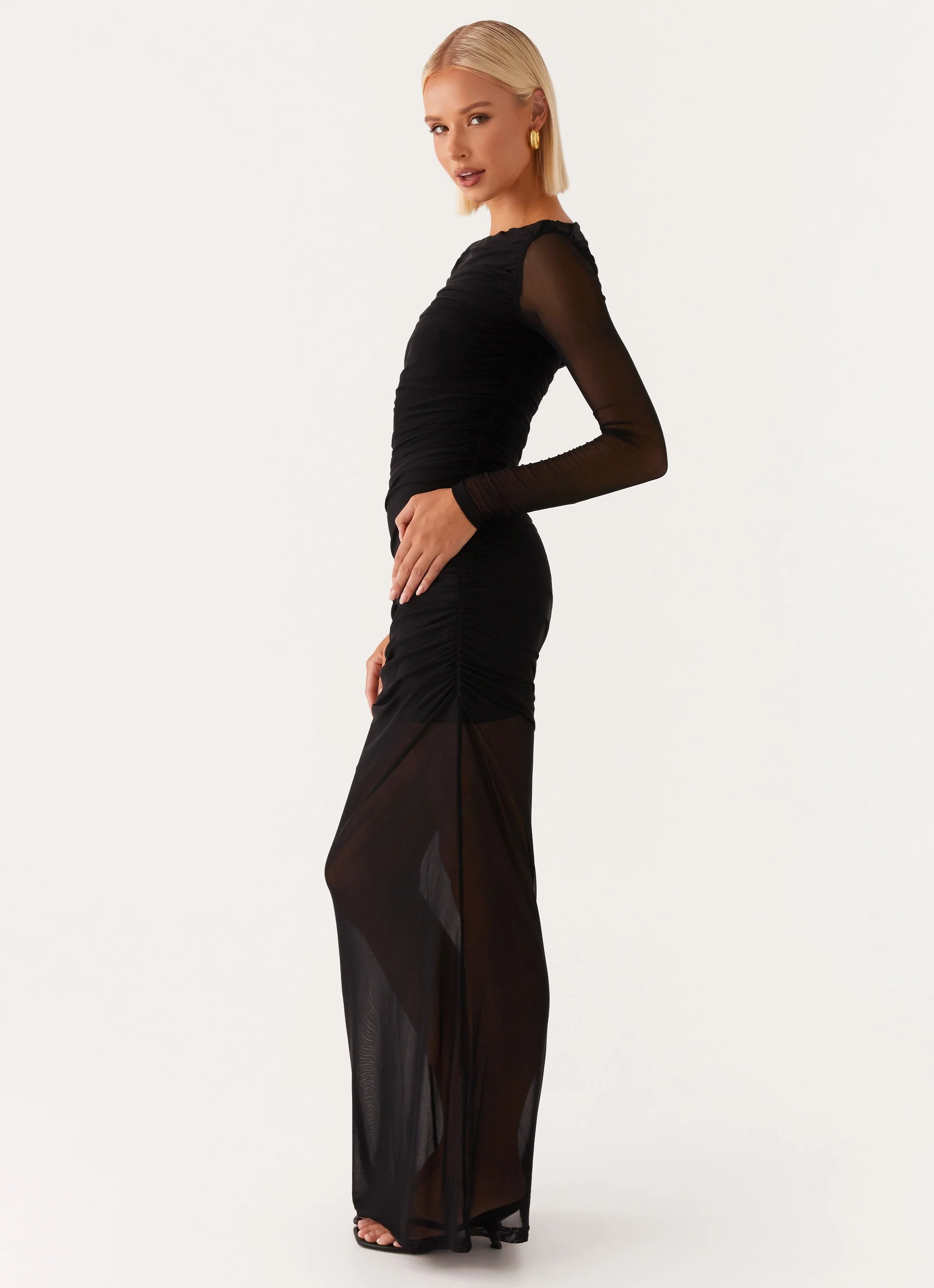 Truly you Mesh Maxi Dress - Black - Image 3