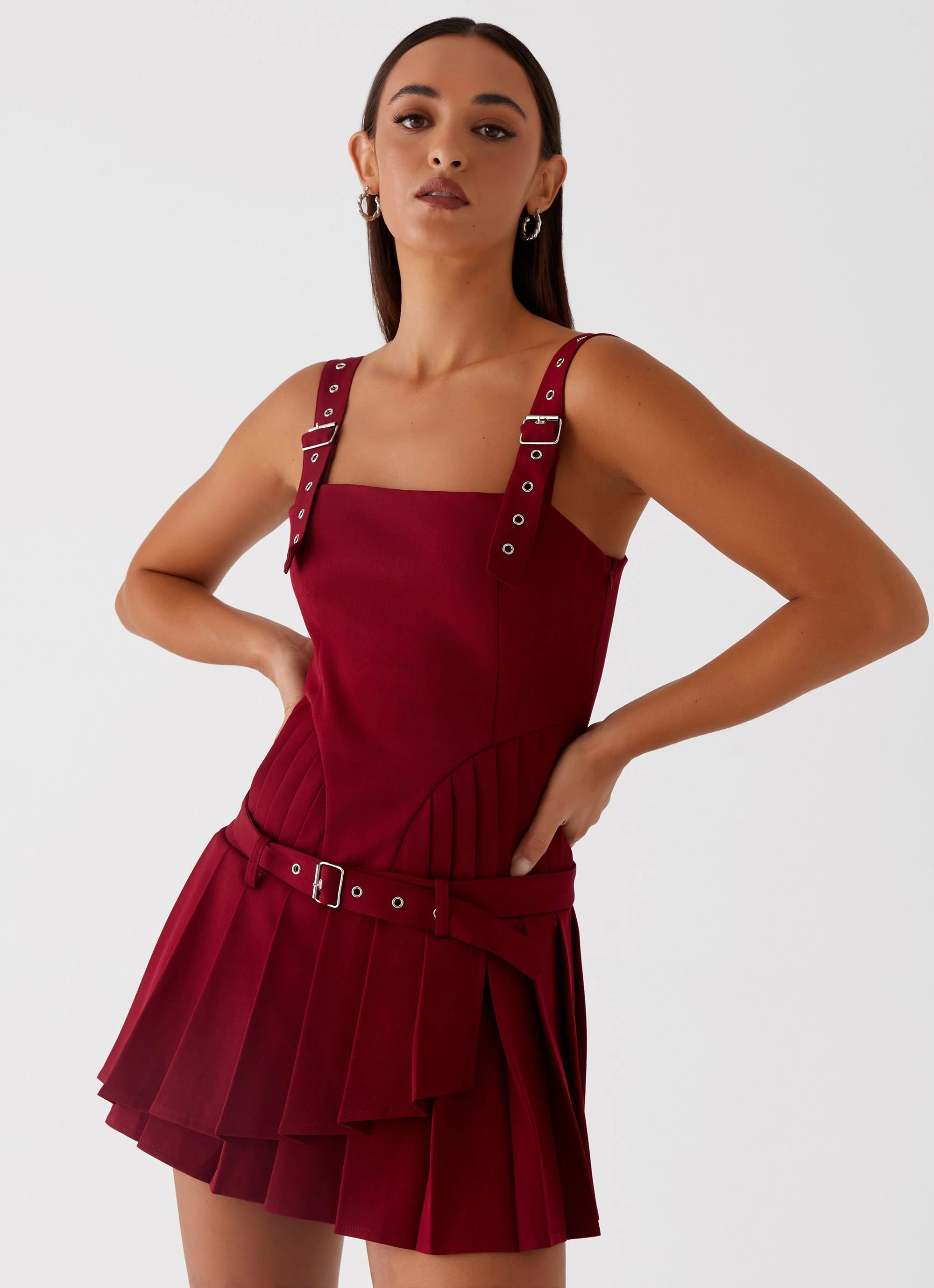 Uma Mini Dress - Cherry Red - Image 6